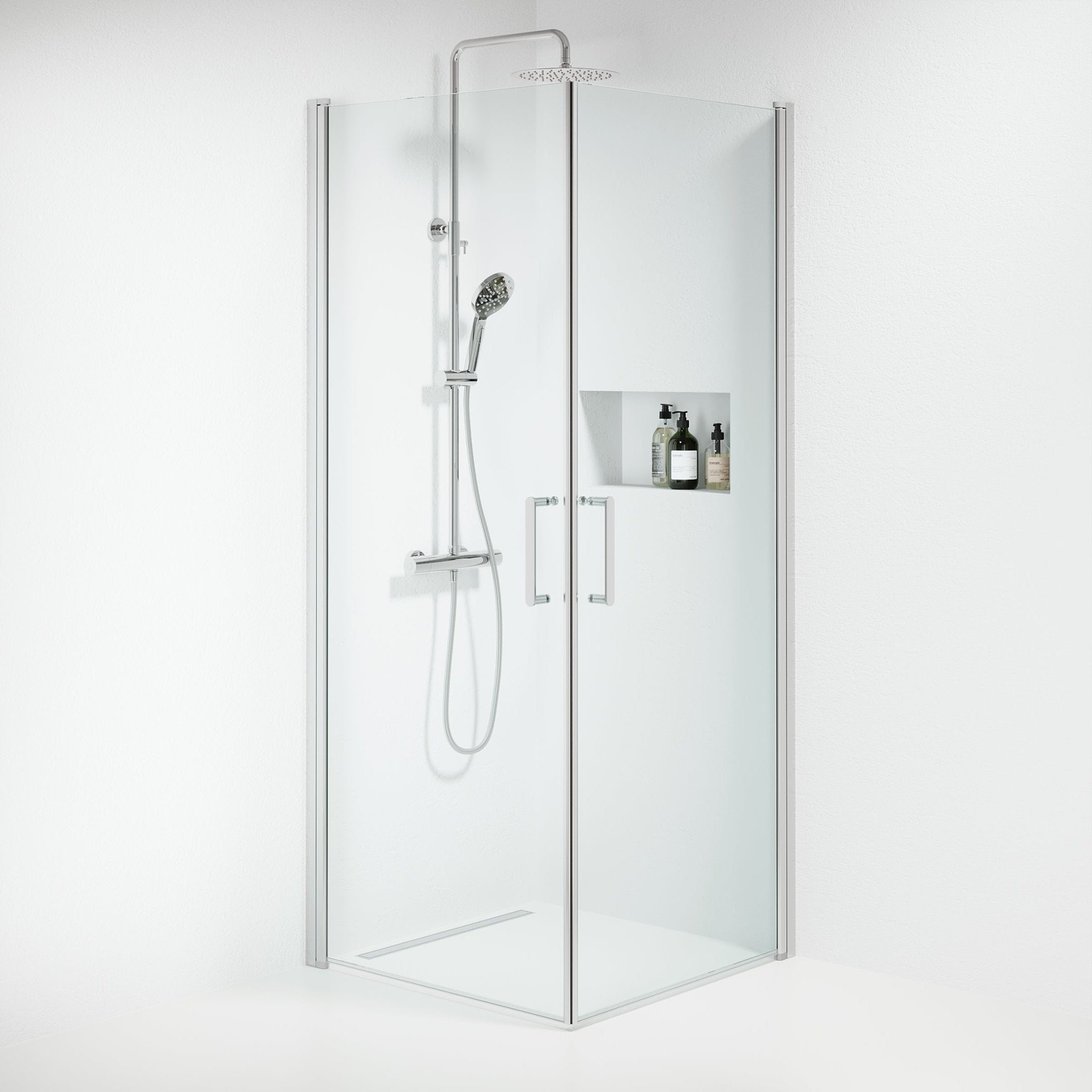 Sandefjord Duschhörn, Rak, Krom Profil, Klargas - Duschhörna - BATH DELUXE - EXCLUSIVE - 15 - 080 - 02 - 60 - 00 - BATHDELUXE SWEDEN