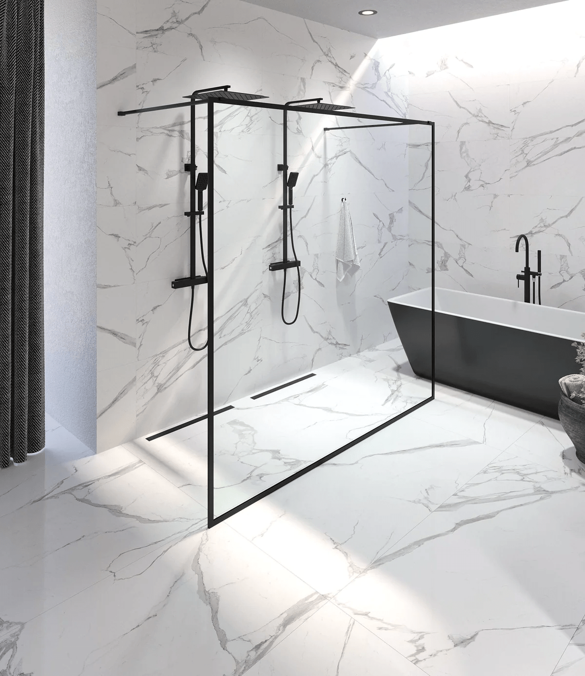 Gotland Duschvägg m/svart ram - Duschväggar - BATH DELUXE - PRESTIGE - 15 - 090 - 20 - 02 - 00 - BATHDELUXE SWEDEN