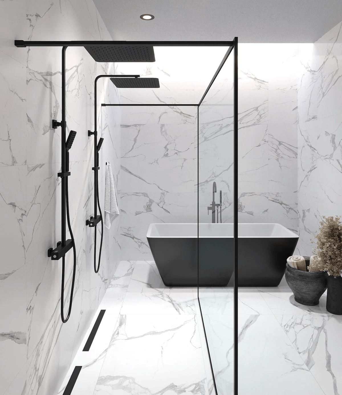 Gotland Duschvägg m/svart ram - Duschväggar - BATH DELUXE - PRESTIGE - 15 - 090 - 20 - 02 - 00 - BATHDELUXE SWEDEN