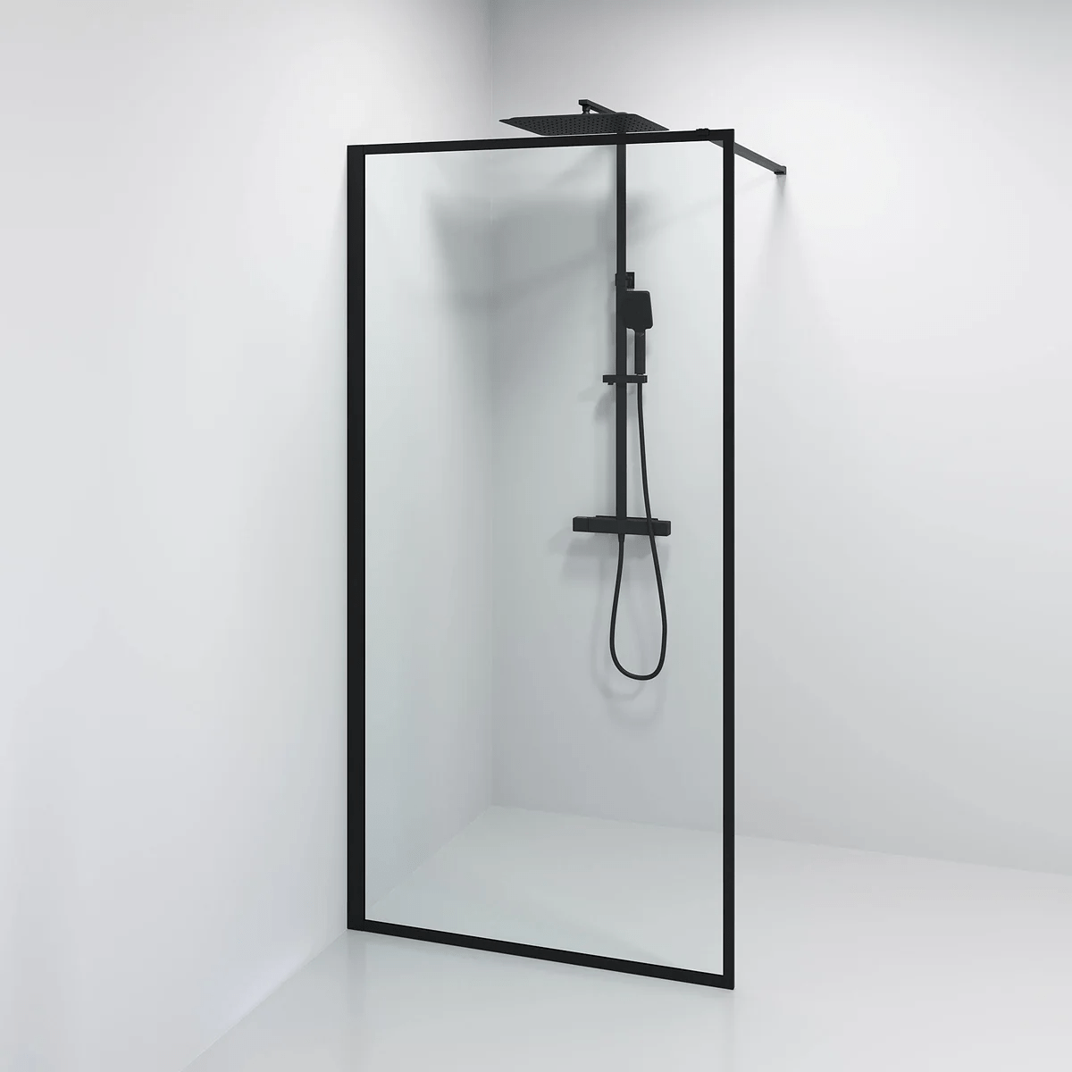 Gotland Duschvägg m/svart ram - Duschväggar - BATH DELUXE - PRESTIGE - 15 - 100 - 20 - 02 - 00 - BATHDELUXE SWEDEN