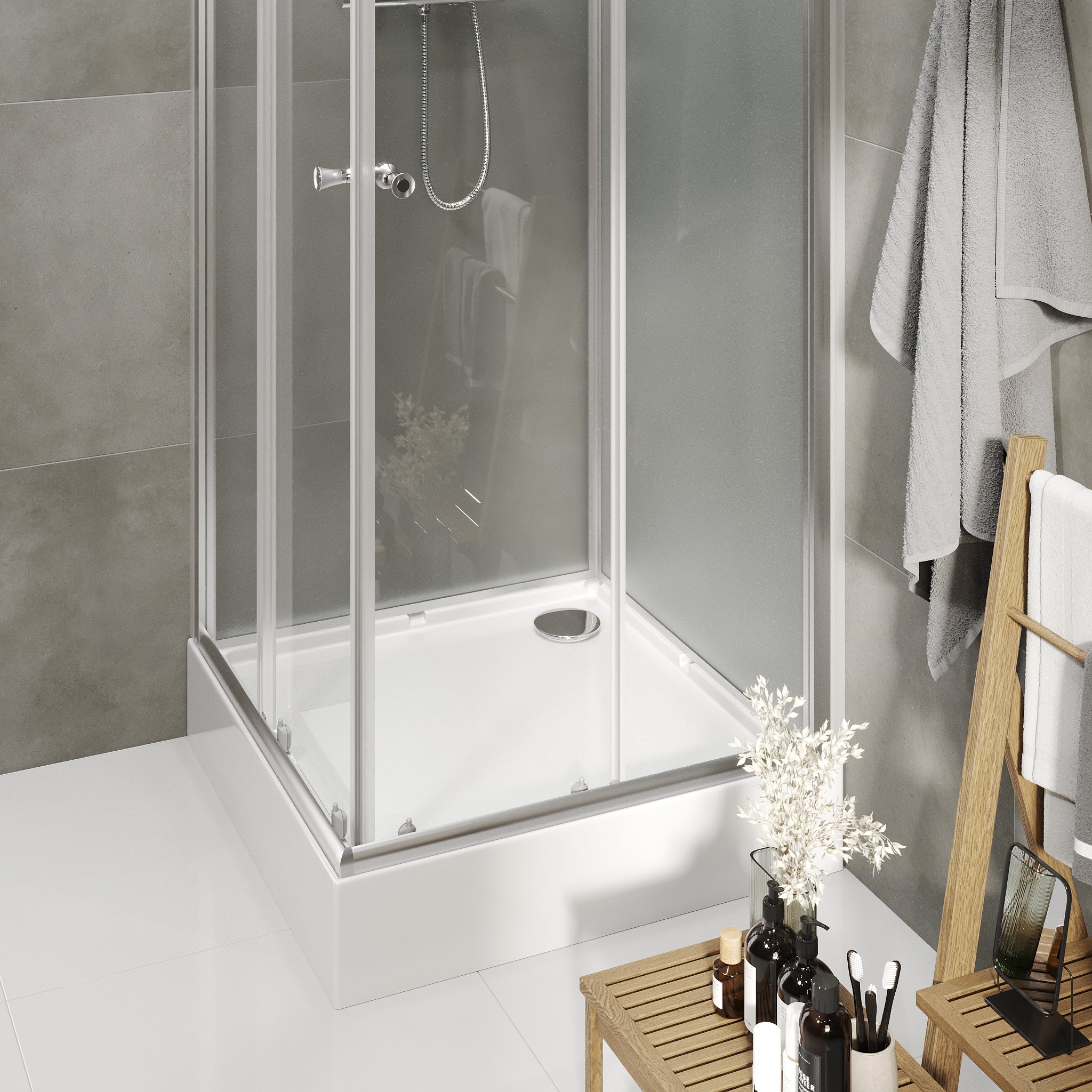 Dayton, Duschkabinset - Code, Klar/Satin - 80 cm - Duschkabinset - Kod - BATH DELUXE - BASIC - 20-080-15-67-02 - BATHDELUXE SWEDEN