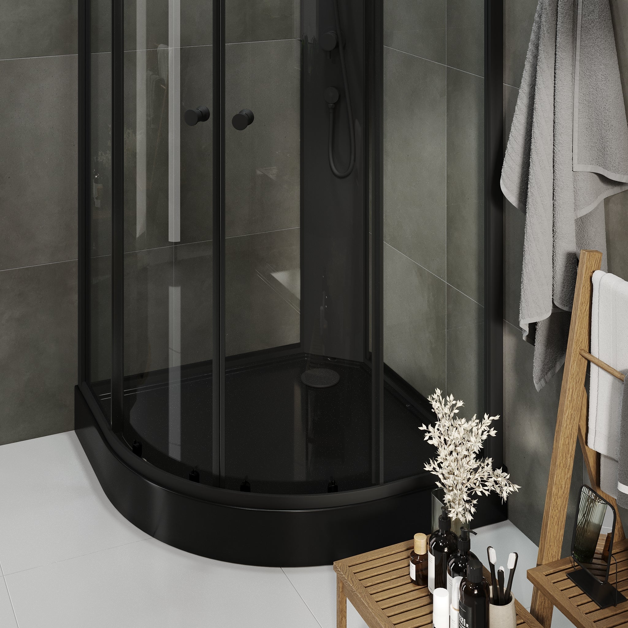Austin duschkabin med svart profil - Duschkabiner - BATH DELUXE - BASIC - 20 - 090 - 14 - 02 - 02 - BATHDELUXE SWEDEN