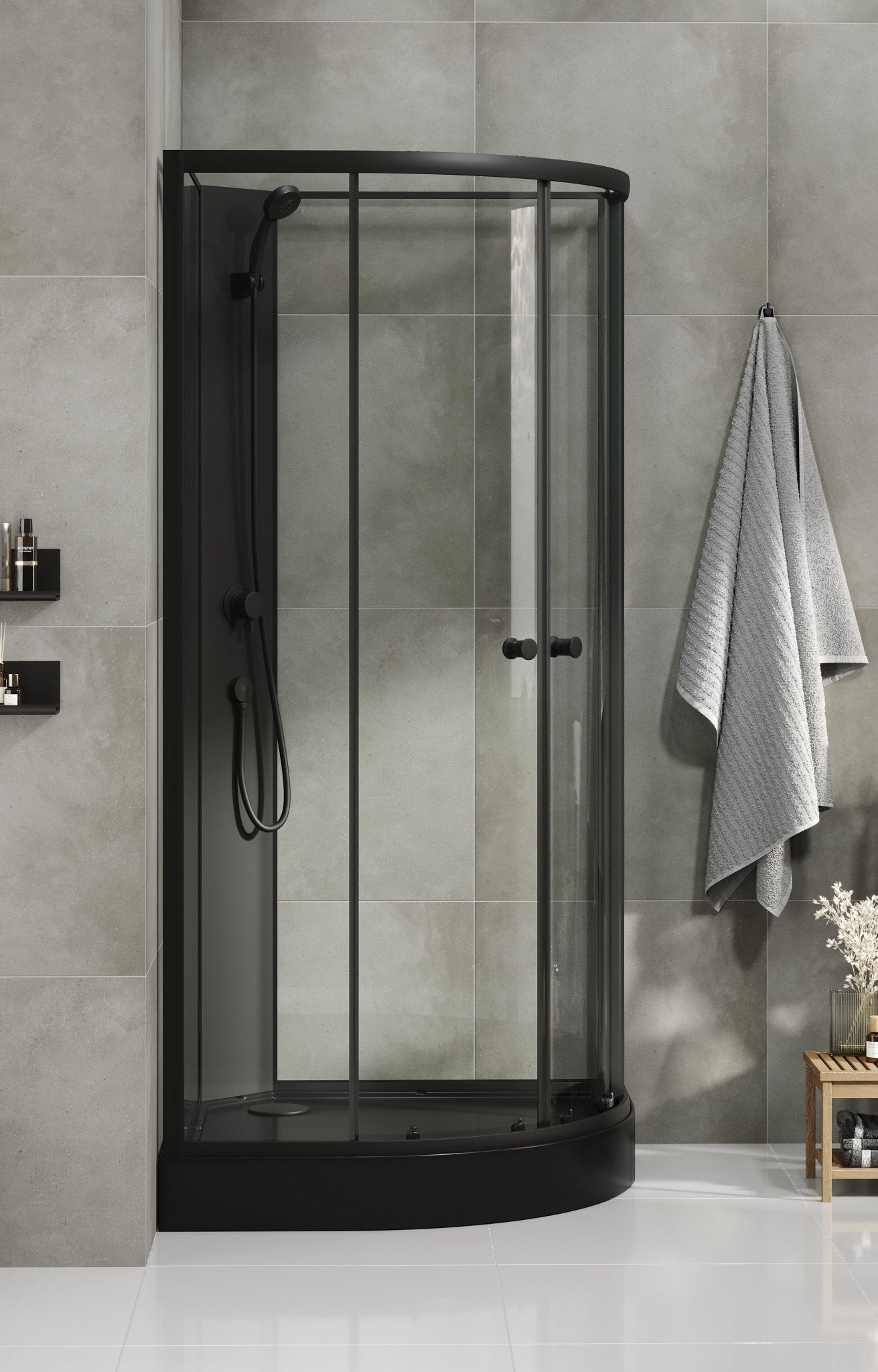 Austin duschkabin med svart profil - Duschkabiner - BATH DELUXE - BASIC - 20 - 090 - 14 - 02 - 02 - BATHDELUXE SWEDEN