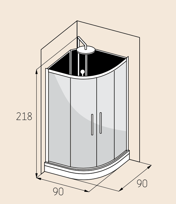 Gilleleje, Duschkabinset - Code, Svart Glas - 80 cm - Duschkabinset - Kod - BATH DELUXE - EXCLUSIVE - 20-808-01-52-00 - BATHDELUXE SWEDEN