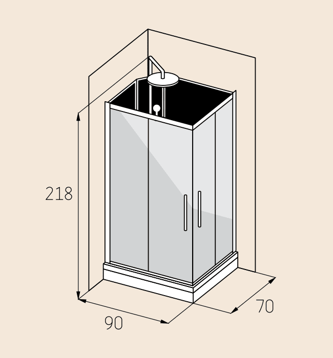 Gilleleje, Duschkabinset - Code, Svart Glas - 90 cm - Duschkabinset - Kod - BATH DELUXE - EXCLUSIVE - 20-909-01-52-00 - BATHDELUXE SWEDEN