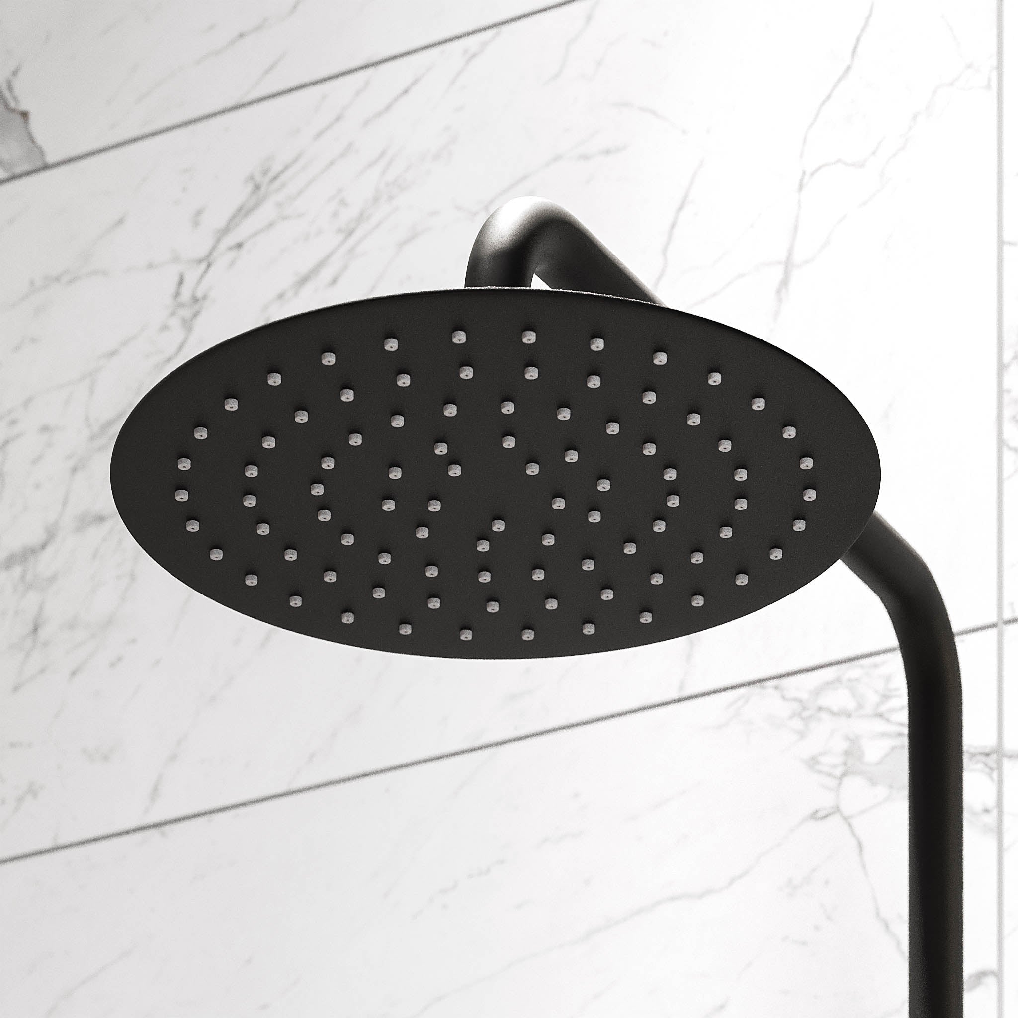 Takduschset med termostatblandare 150mm C/C – Ø250 mm takdusch, handdusch - mattsvart – Dragør - Duschsystem - Bath Deluxe - Dragør - 31-120-05-02-00 - BATHDELUXE SWEDEN
