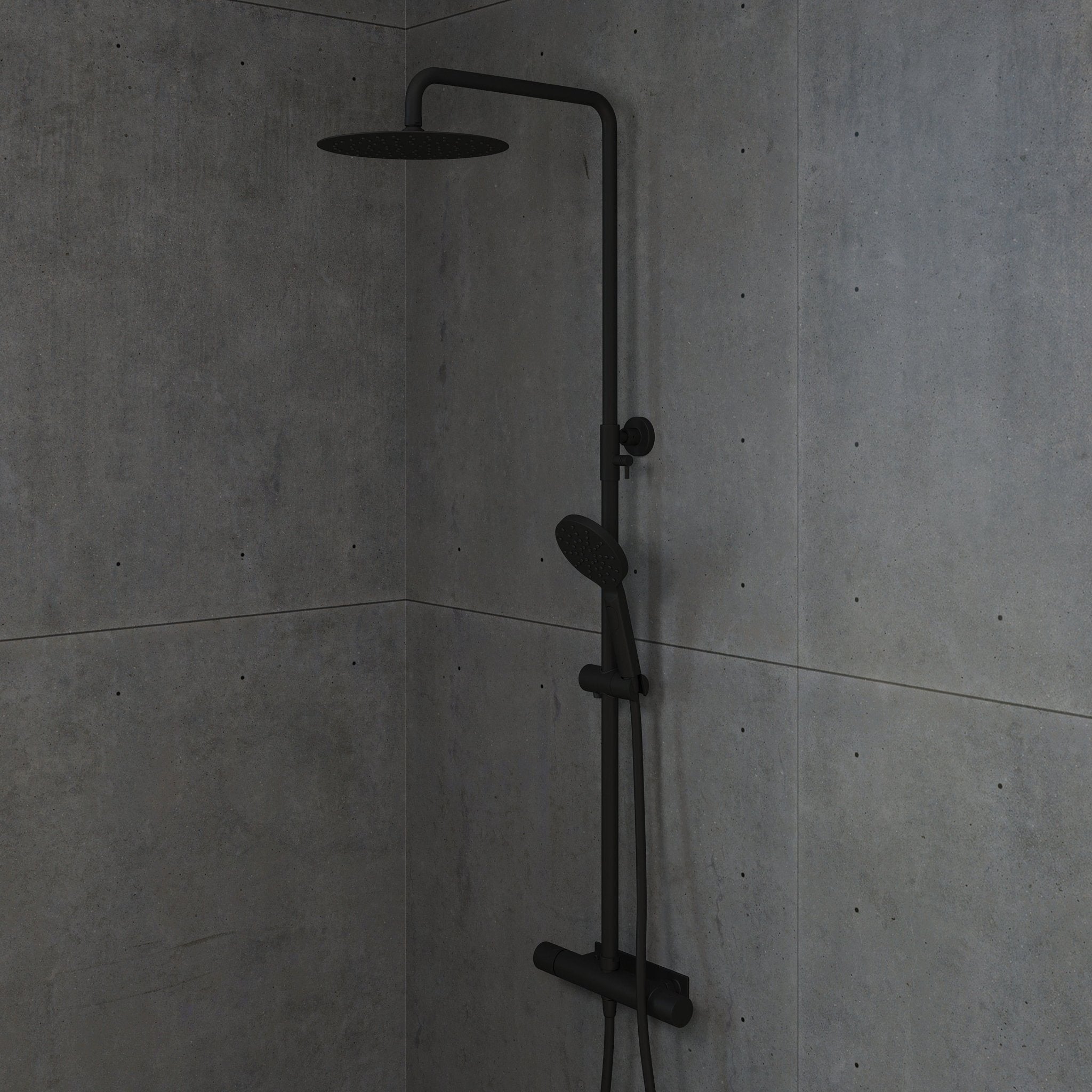 Dragør, Duschslangsats, Svart Matt - 16 cm - Takduschset - Bath Deluxe - Dragør - 31-120-07-02-00 - BATHDELUXE SWEDEN