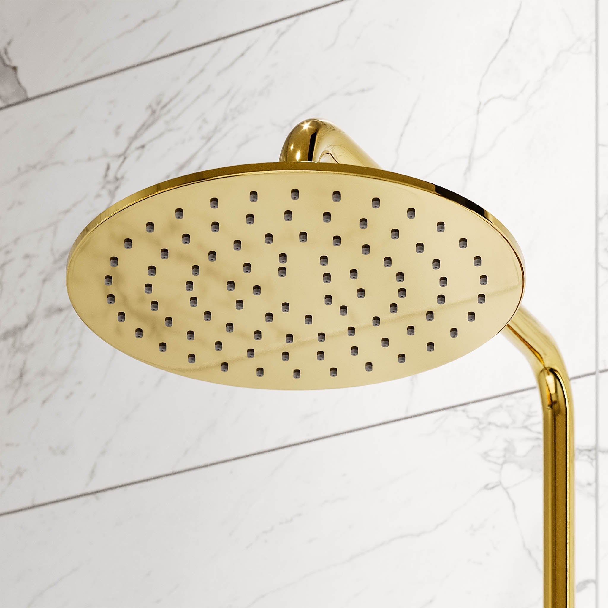 Takduschset med termostatblandare 150mm C/C - Ø250 mm takdusch, handdusch - blank mässing - Dragør - Duschsystem - Bath Deluxe - Dragør - 31-120-08-64-00 - BATHDELUXE SWEDEN