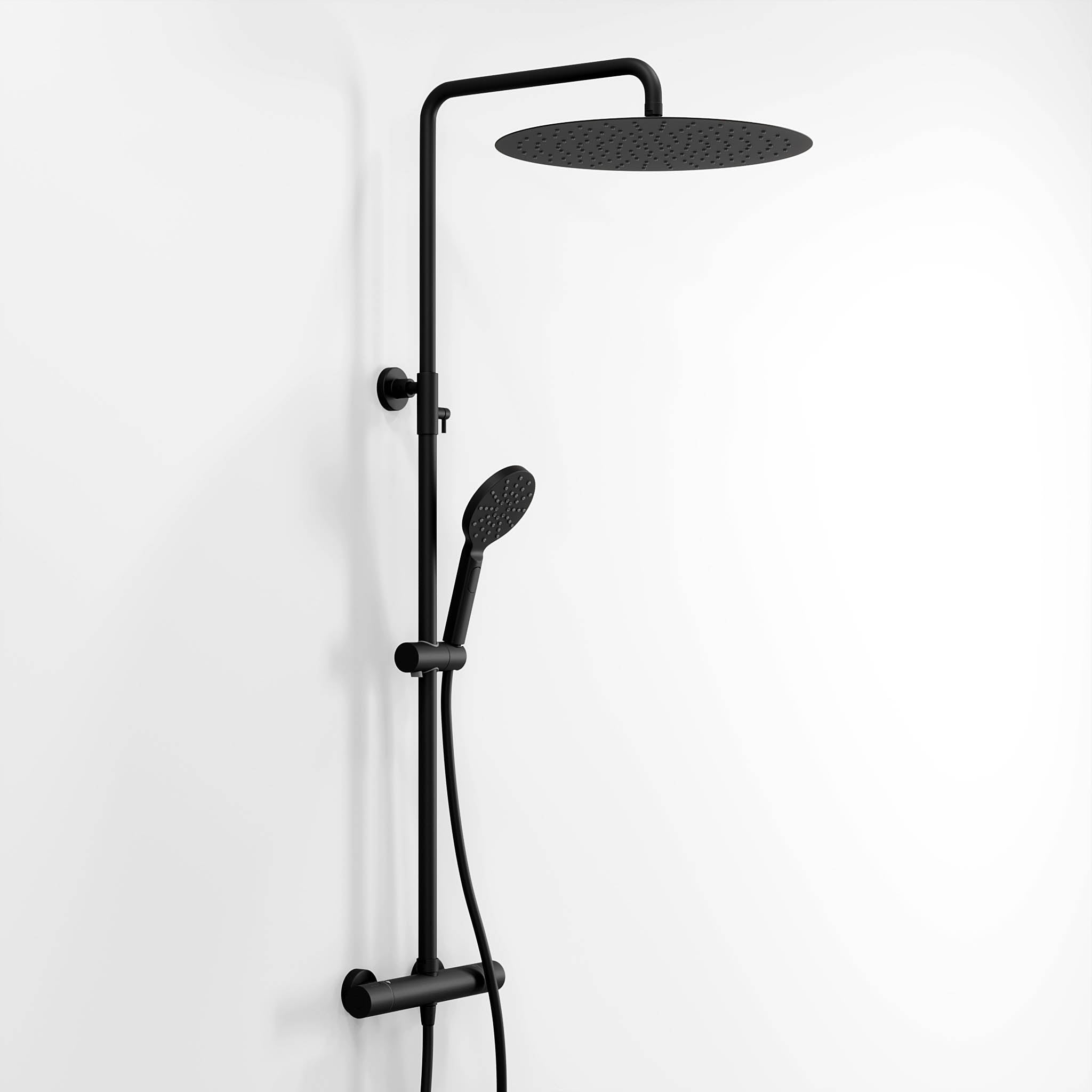 Takduschset med termostatblandare 160mm C/C - Ø400 mm takdusch, handdusch - mattsvart - Dragør - Duschsystem - BATH DELUXE - EXCLUSIVE - 31-120-09-63-00 - BATHDELUXE SWEDEN