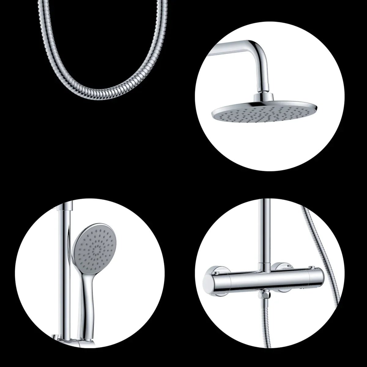 Houston Takduschset m/Termostat blandare och 20 cm takdusch, 150 C/C - Takduschset - BATH DELUXE - BASIC - 31 - 130 - 41 - 02 - 02 - BATHDELUXE SWEDEN