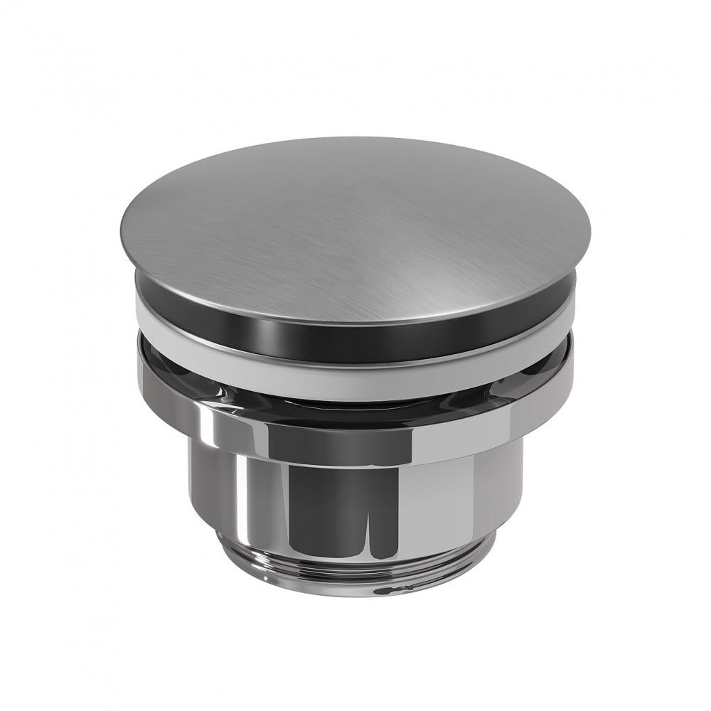 Bottenventil 1 1/4" - click-clack - borstat stål - Rødby