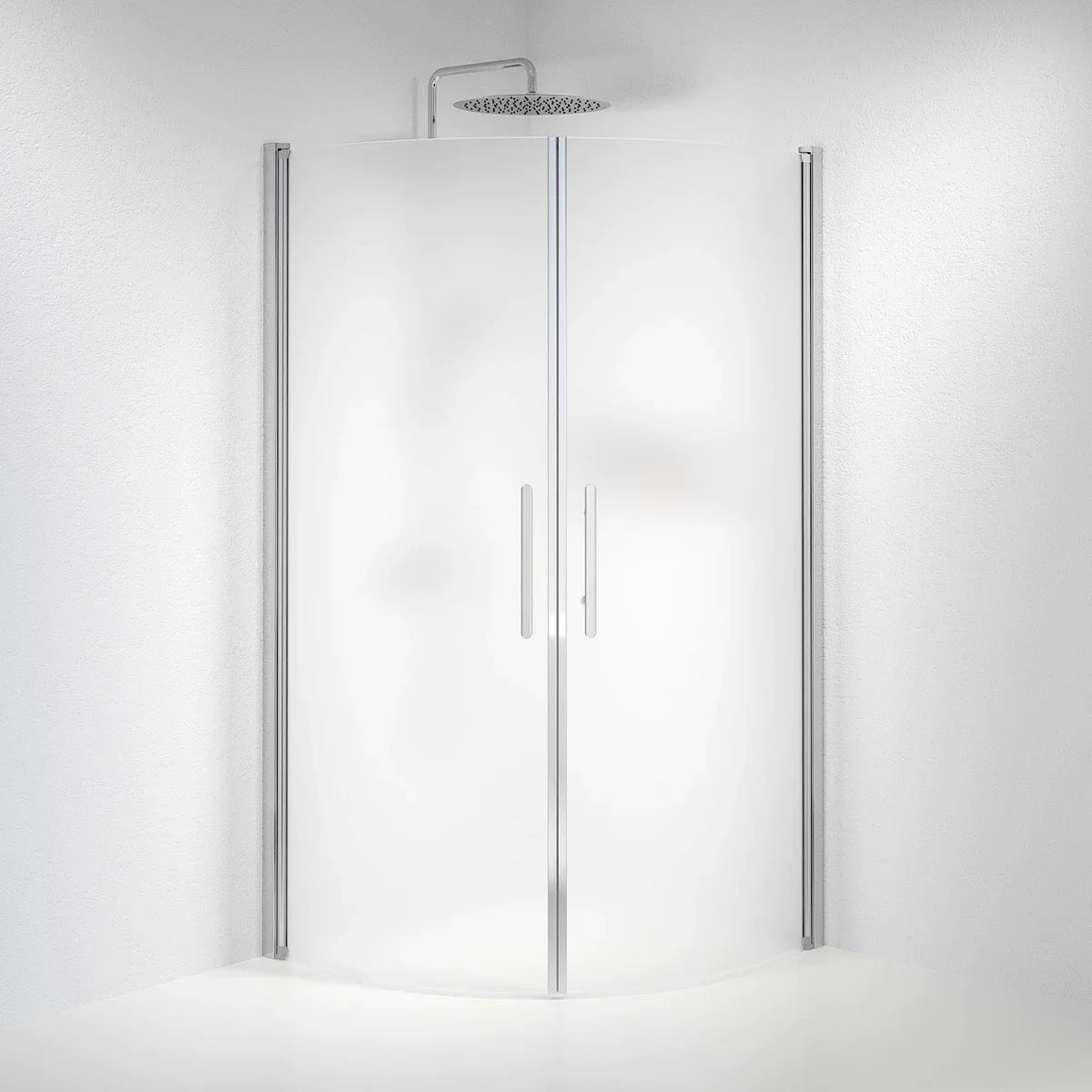 Vänern Duschhörn, Rund, Frostat Glas, Krom Profil - Duschhörna - BATH DELUXE - PRESTIGE - 35 - 101 - 60 - 55 - 00 - BATHDELUXE SWEDEN
