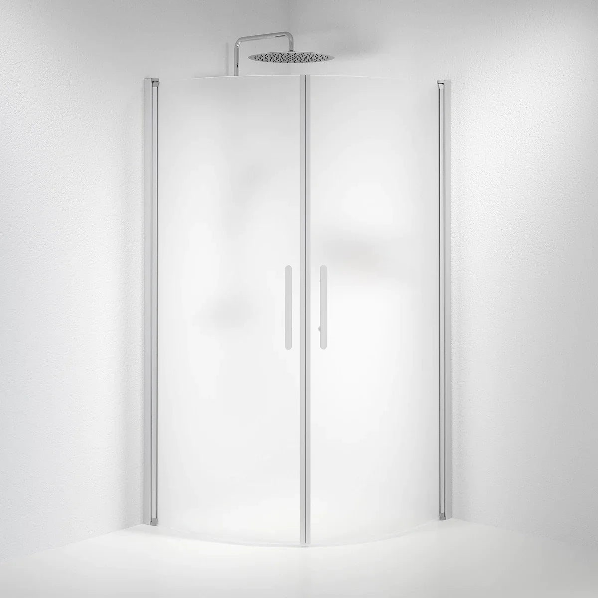 Vänern Duschhörn, Rund, Frostat Glas, Borstad Aluminium Profil - Duschhörna - BATH DELUXE - PRESTIGE - 35 - 101 - 67 - 55 - 00 - BATHDELUXE SWEDEN