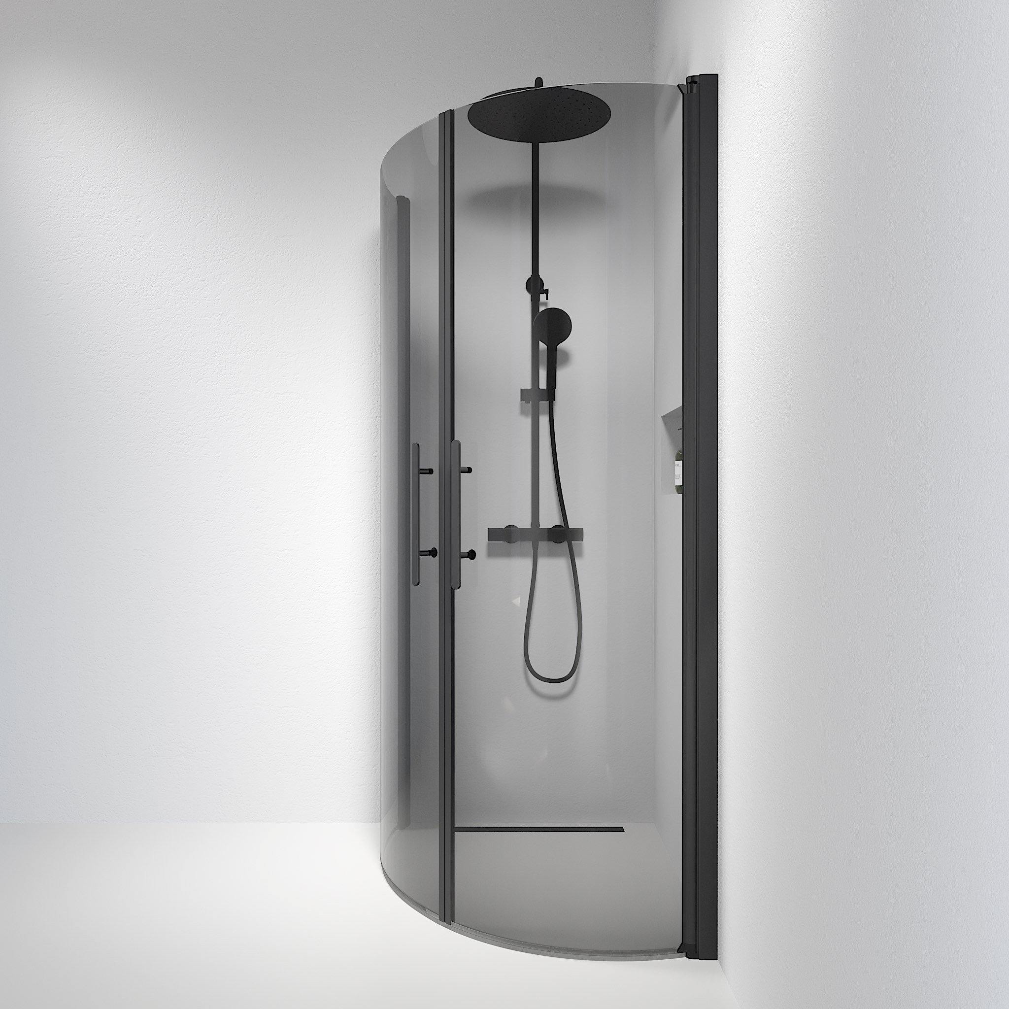 Rund - Rökt, Duschset - Rund, Rökt/Svart - 70 cm - Duschkabinset - Kod - BATH DELUXE - PRESTIGE - 35-701-02-56-00 - BATHDELUXE SWEDEN