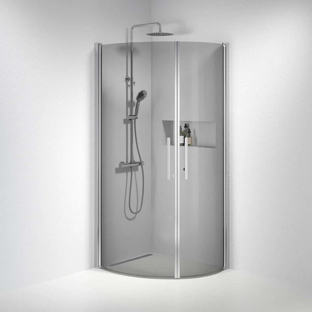 Vänern Duschhörn, Rund, Rökfärgat Glas, Krom Profil - Duschhörna - BATH DELUXE - PRESTIGE - 35 - 701 - 60 - 56 - 00 - BATHDELUXE SWEDEN