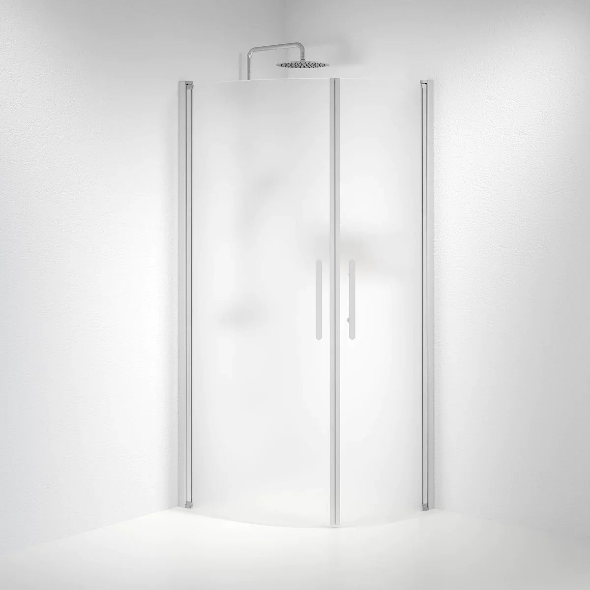 Vänern Duschhörn, Rund, Frostat Glas, Borstad Aluminium Profil - Duschhörna - BATH DELUXE - PRESTIGE - 35 - 701 - 67 - 55 - 00 - BATHDELUXE SWEDEN
