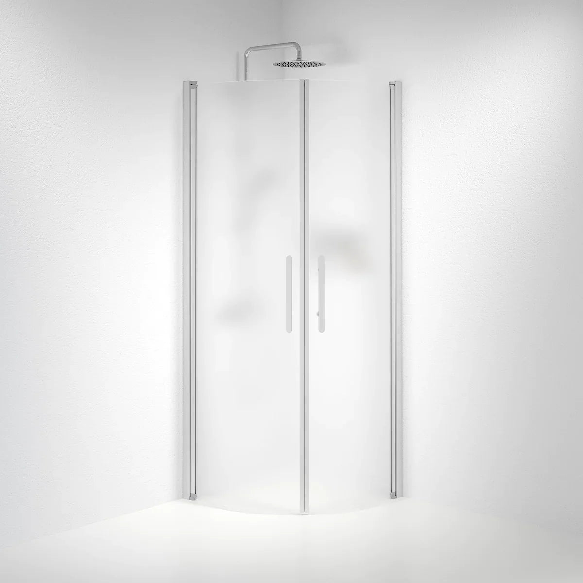 Vänern Duschhörn, Rund, Frostat Glas, Borstad Aluminium Profil - Duschhörna - BATH DELUXE - PRESTIGE - 35 - 708 - 67 - 55 - 00 - BATHDELUXE SWEDEN