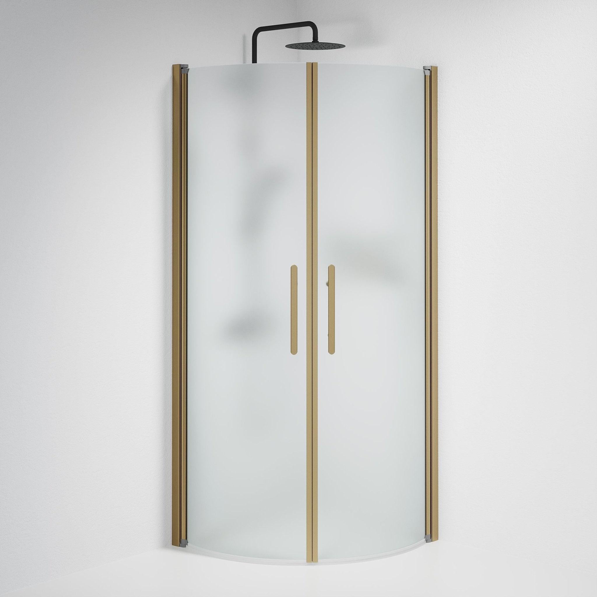 Vänern Duschhörn, Rund, Frostat Glas, Brons Profil - Duschhörna - BATH DELUXE - PRESTIGE - 35 - 709 - 70 - 55 - 00 - BATHDELUXE SWEDEN