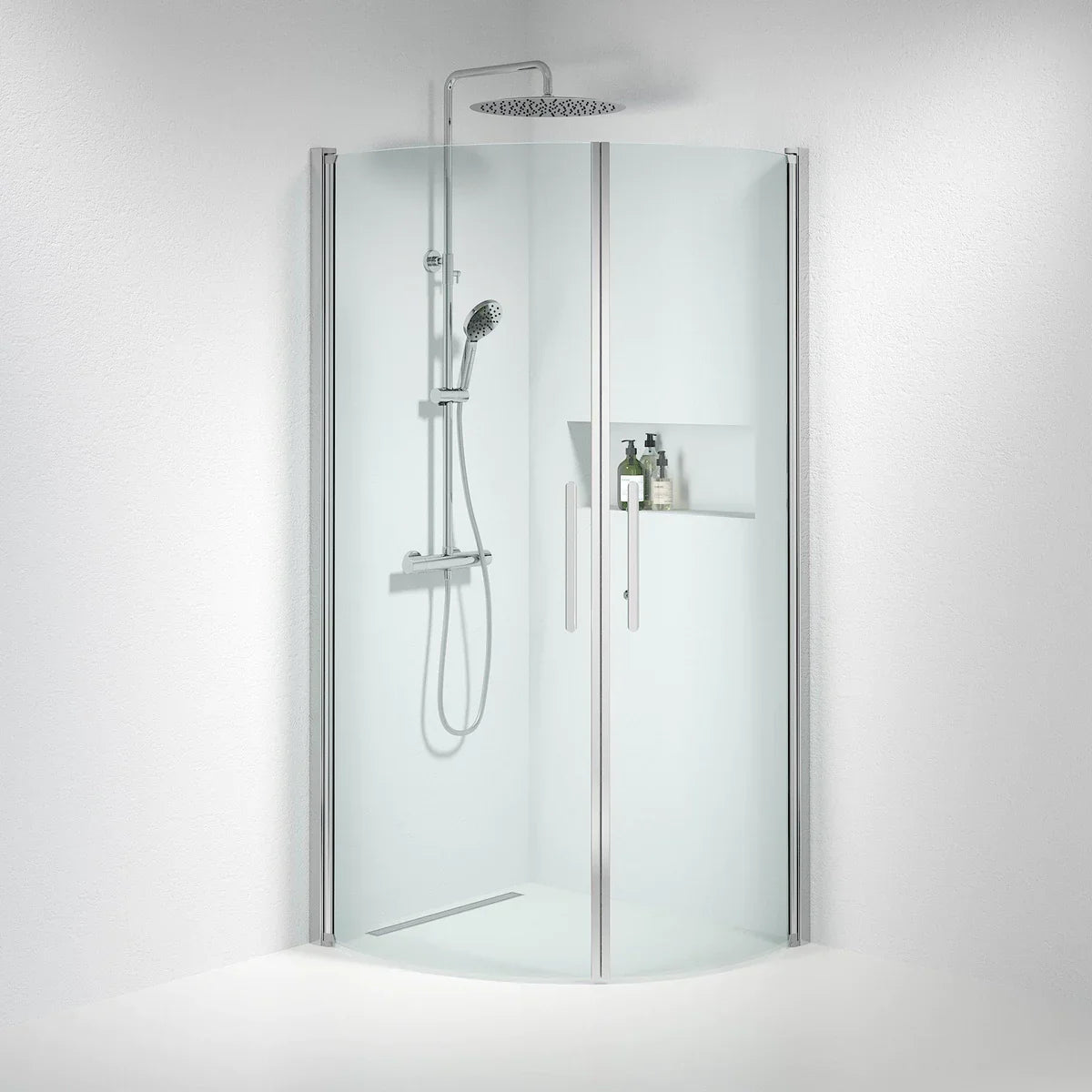 Vänern Duschhörn, Rund, Klarglas, Krom Profil - Duschhörna - BATH DELUXE - PRESTIGE - 35 - 801 - 60 - 50 - 00 - BATHDELUXE SWEDEN