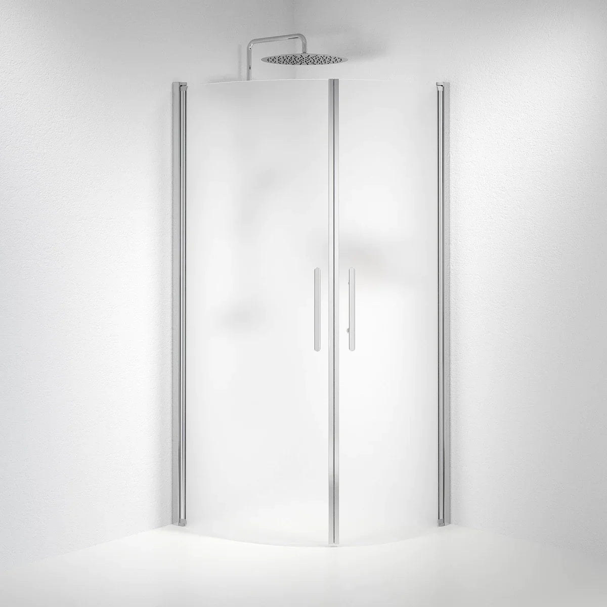 Vänern Duschhörn, Rund, Frostat Glas, Krom Profil - Duschhörna - BATH DELUXE - PRESTIGE - 35 - 801 - 60 - 55 - 00 - BATHDELUXE SWEDEN