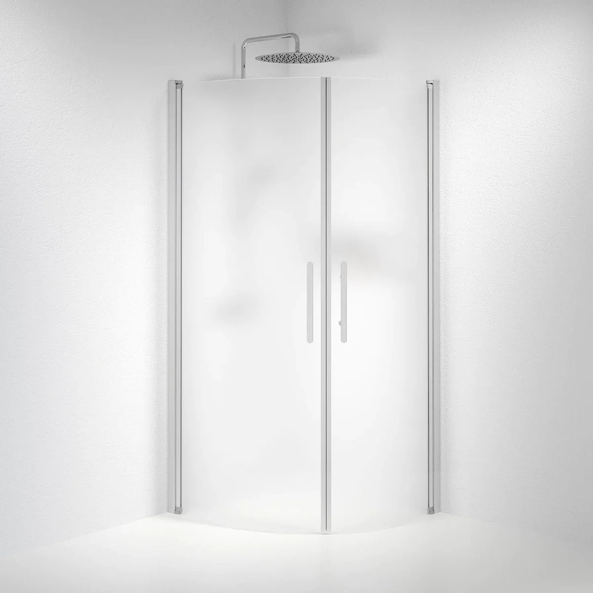 Vänern Duschhörn, Rund, Frostat Glas, Borstad Aluminium Profil - Duschhörna - BATH DELUXE - PRESTIGE - 35 - 801 - 67 - 55 - 00 - BATHDELUXE SWEDEN