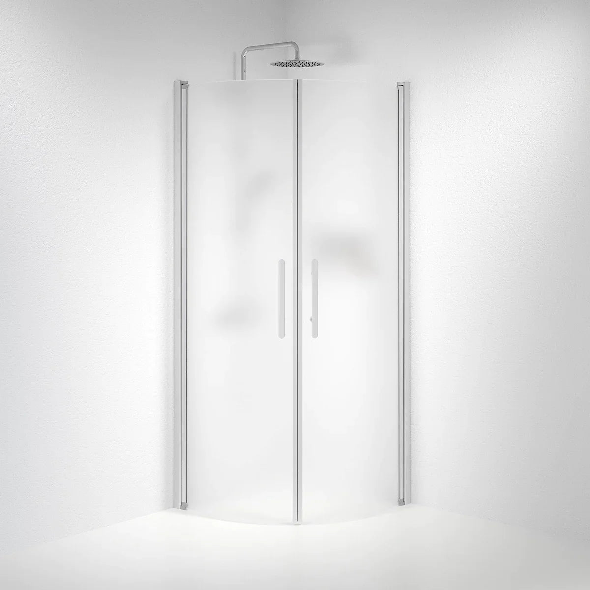 Vänern Duschhörn, Rund, Frostat Glas, Borstad Aluminium Profil - Duschhörna - BATH DELUXE - PRESTIGE - 35 - 808 - 67 - 55 - 00 - BATHDELUXE SWEDEN