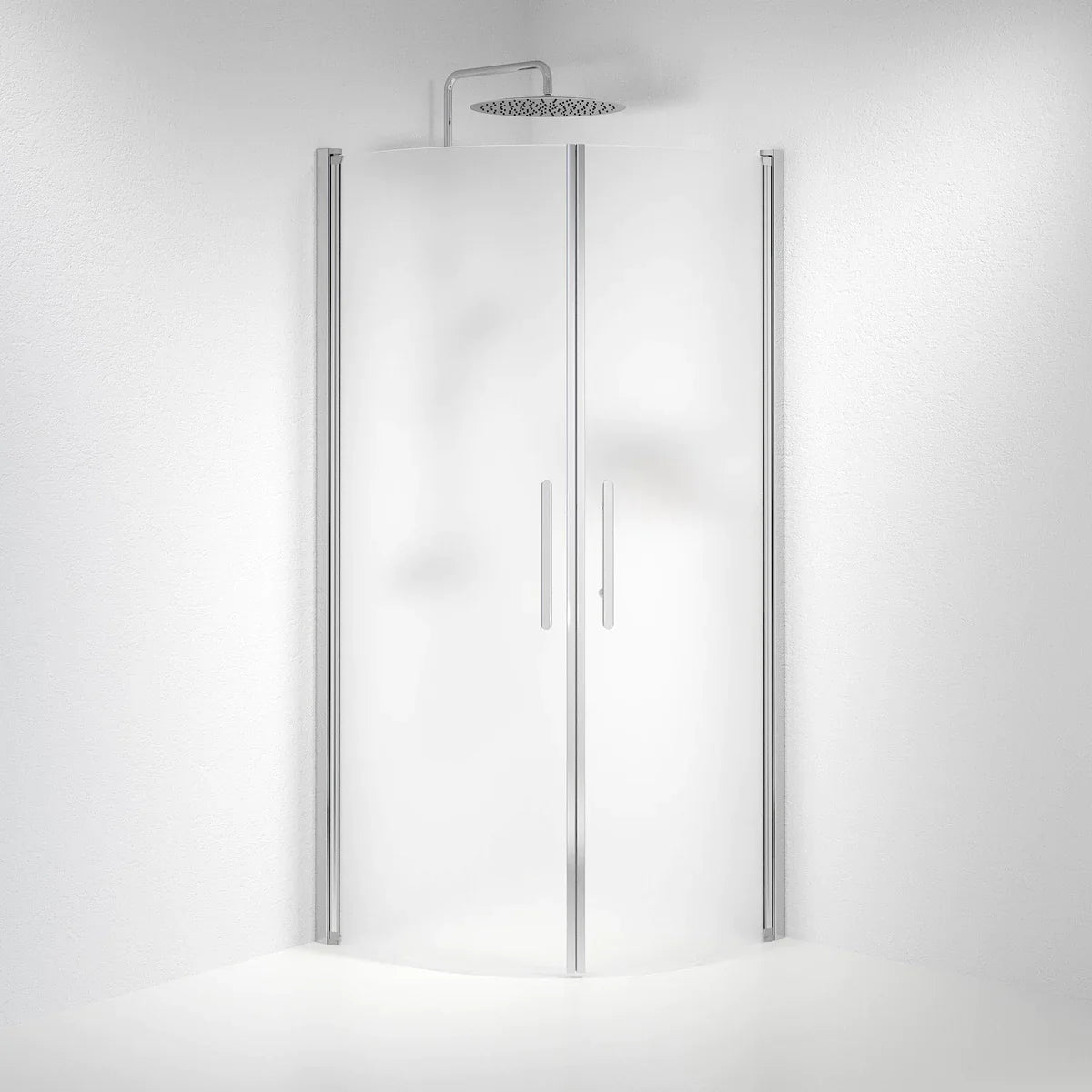 Vänern Duschhörn, Rund, Frostat Glas, Krom Profil - Duschhörna - BATH DELUXE - PRESTIGE - 35 - 809 - 60 - 55 - 00 - BATHDELUXE SWEDEN