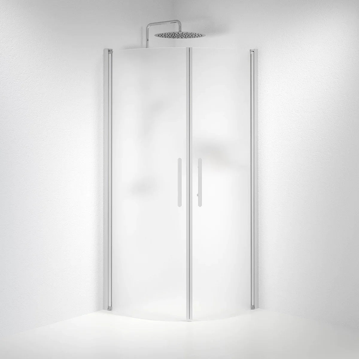 Vänern Duschhörn, Rund, Frostat Glas, Borstad Aluminium Profil - Duschhörna - BATH DELUXE - PRESTIGE - 35 - 809 - 67 - 55 - 00 - BATHDELUXE SWEDEN