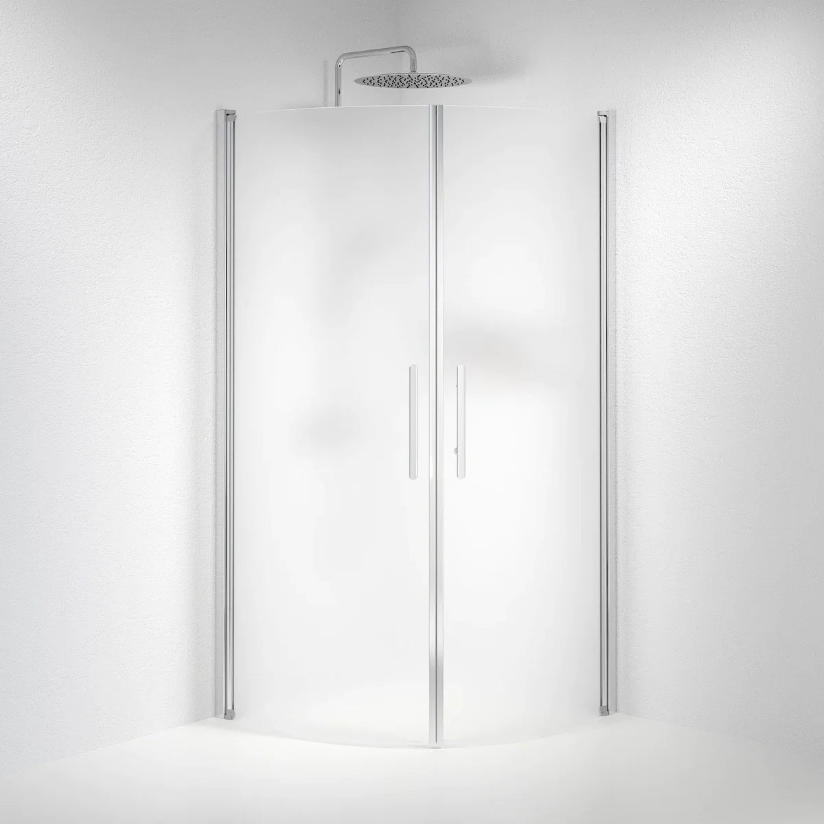 Vänern Duschhörn, Rund, Frostat Glas, Krom Profil - Duschhörna - BATH DELUXE - PRESTIGE - 35 - 901 - 60 - 55 - 00 - BATHDELUXE SWEDEN