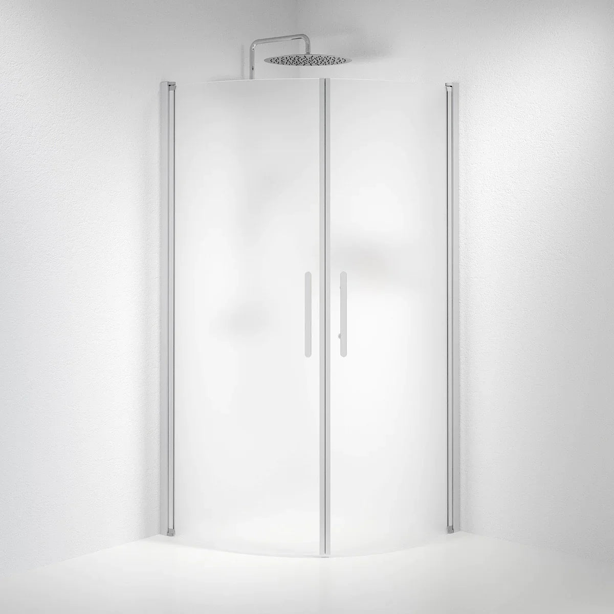 Vänern Duschhörn, Rund, Frostat Glas, Borstad Aluminium Profil - Duschhörna - BATH DELUXE - PRESTIGE - 35 - 901 - 67 - 55 - 00 - BATHDELUXE SWEDEN
