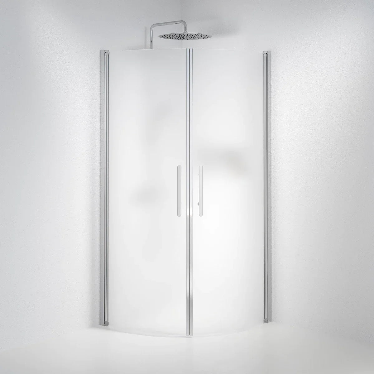 Vänern Duschhörn, Rund, Frostat Glas, Krom Profil - Duschhörna - BATH DELUXE - PRESTIGE - 35 - 909 - 60 - 55 - 00 - BATHDELUXE SWEDEN