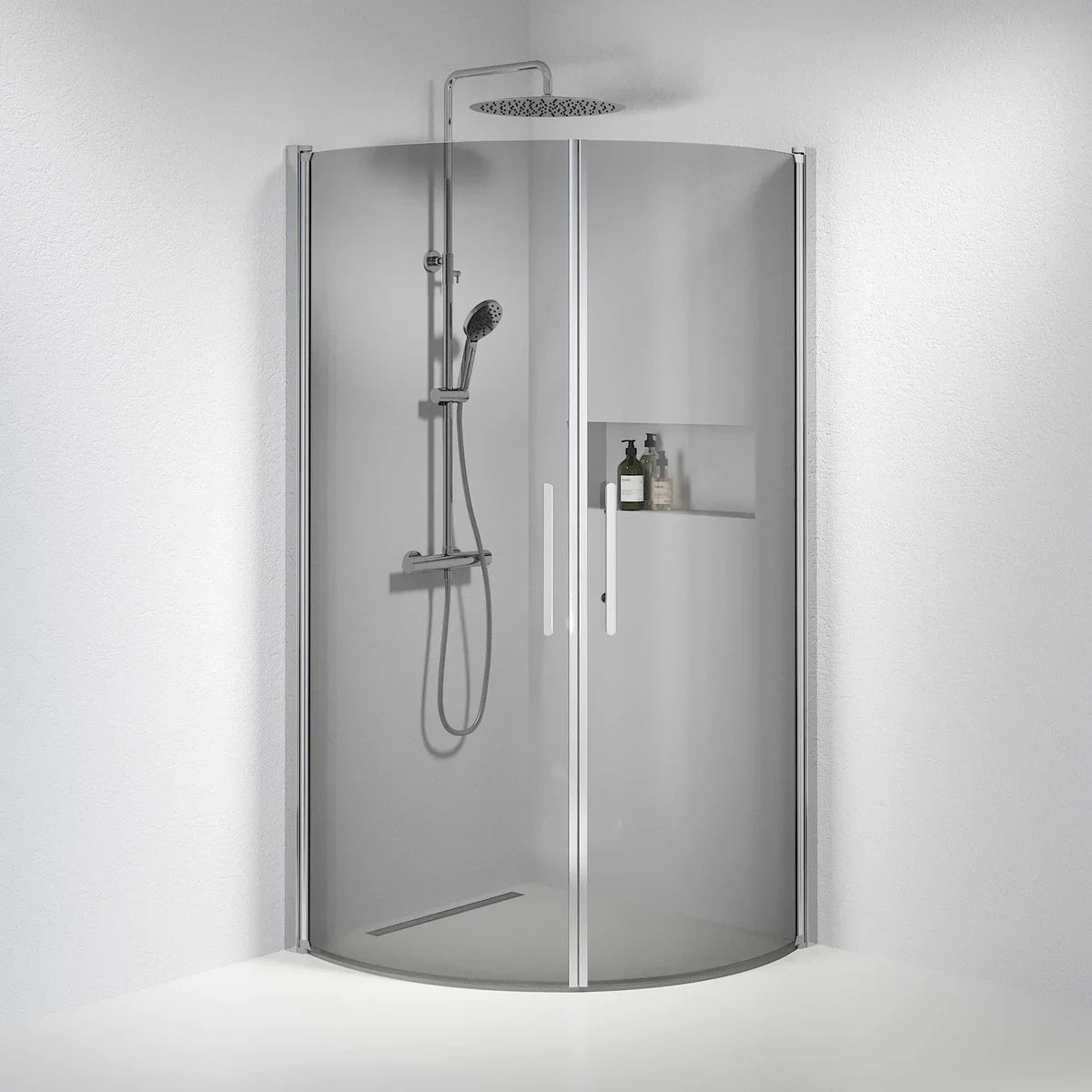 Vänern Duschhörn, Rund, Rökfärgat Glas, Krom Profil - Duschhörna - BATH DELUXE - PRESTIGE - 35 - 909 - 60 - 56 - 00 - BATHDELUXE SWEDEN