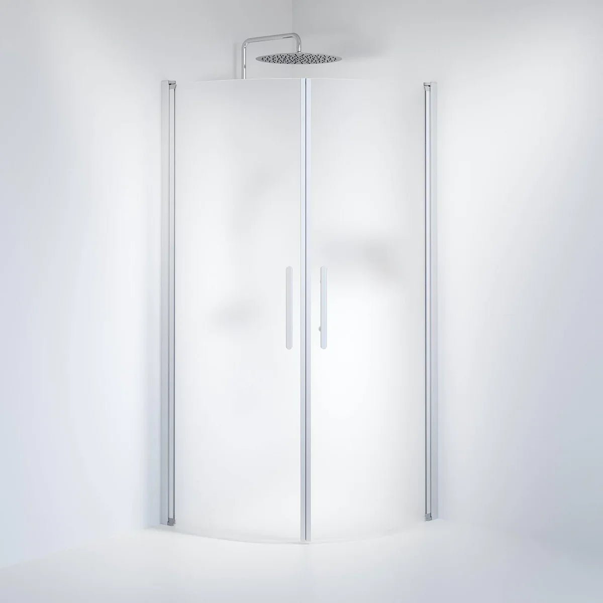 Vänern Duschhörn, Rund, Frostat Glas, Borstad Aluminium Profil - Duschhörna - BATH DELUXE - PRESTIGE - 35 - 909 - 67 - 55 - 00 - BATHDELUXE SWEDEN