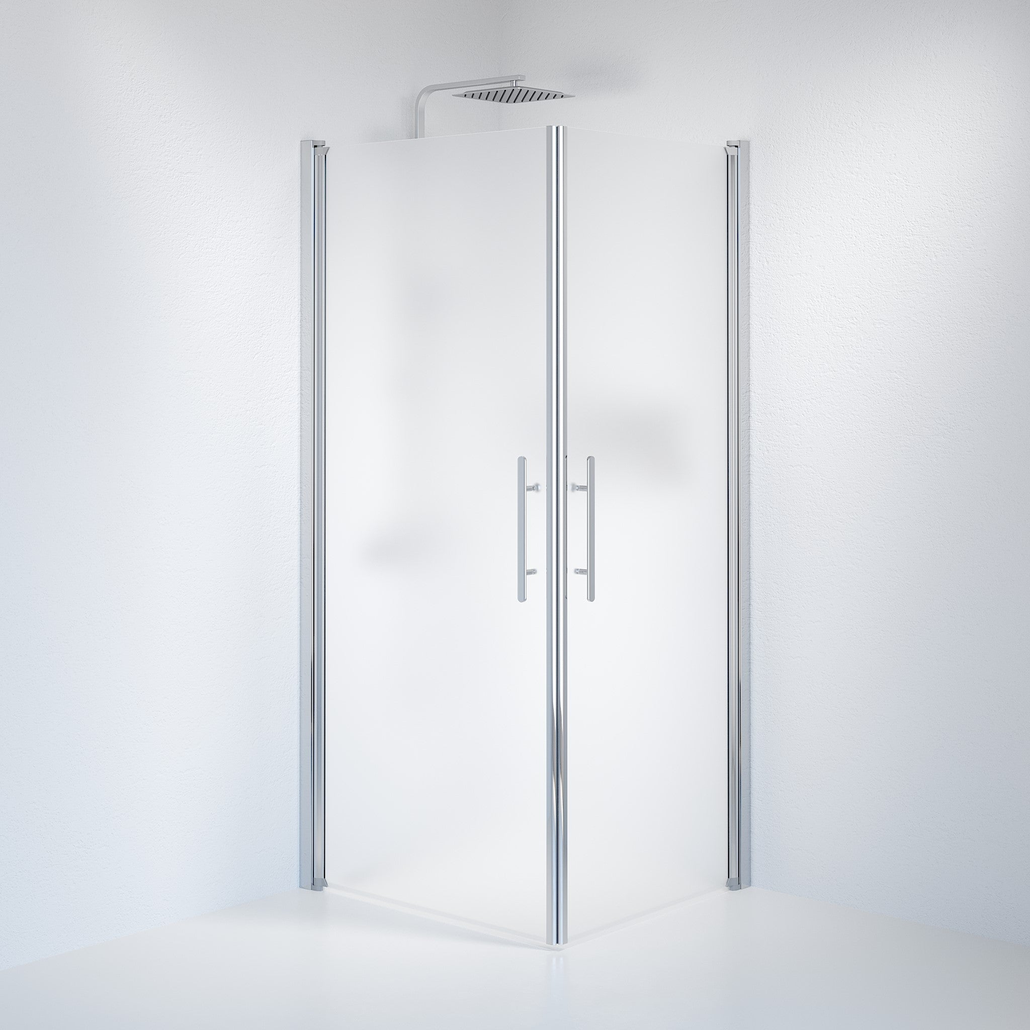 Kvadratisk - Frostad, Duschset - Kvadratisk, Matt/Krom - 100 cm - Duschkabinset - Kod - BATH DELUXE - PRESTIGE - 36-101-60-55-00 - BATHDELUXE SWEDEN