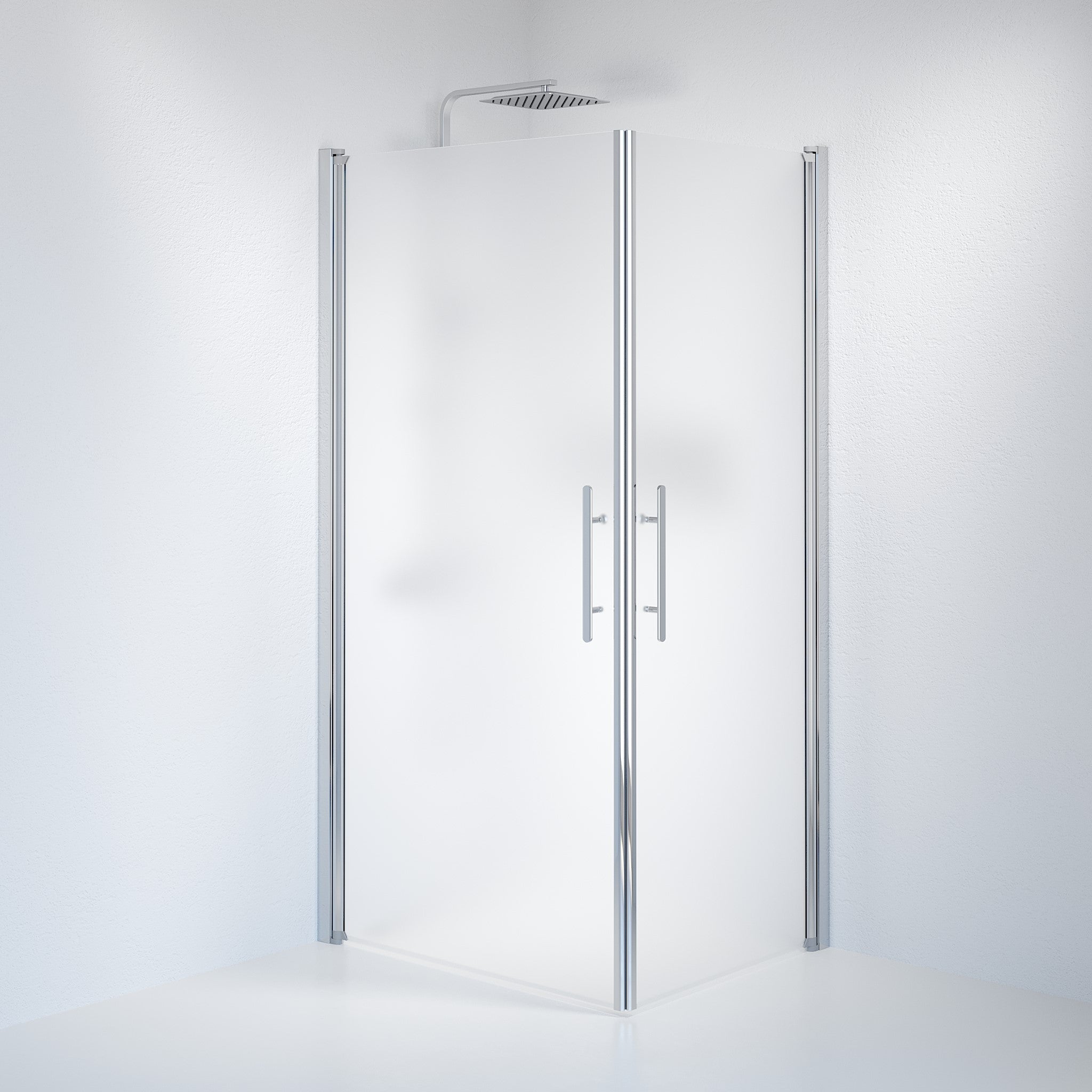 Kvadratisk - Frostad, Duschset - Kvadratisk, Matt/Krom - 100 cm - Duschkabinset - Kod - BATH DELUXE - PRESTIGE - 36-101-60-55-00 - BATHDELUXE SWEDEN