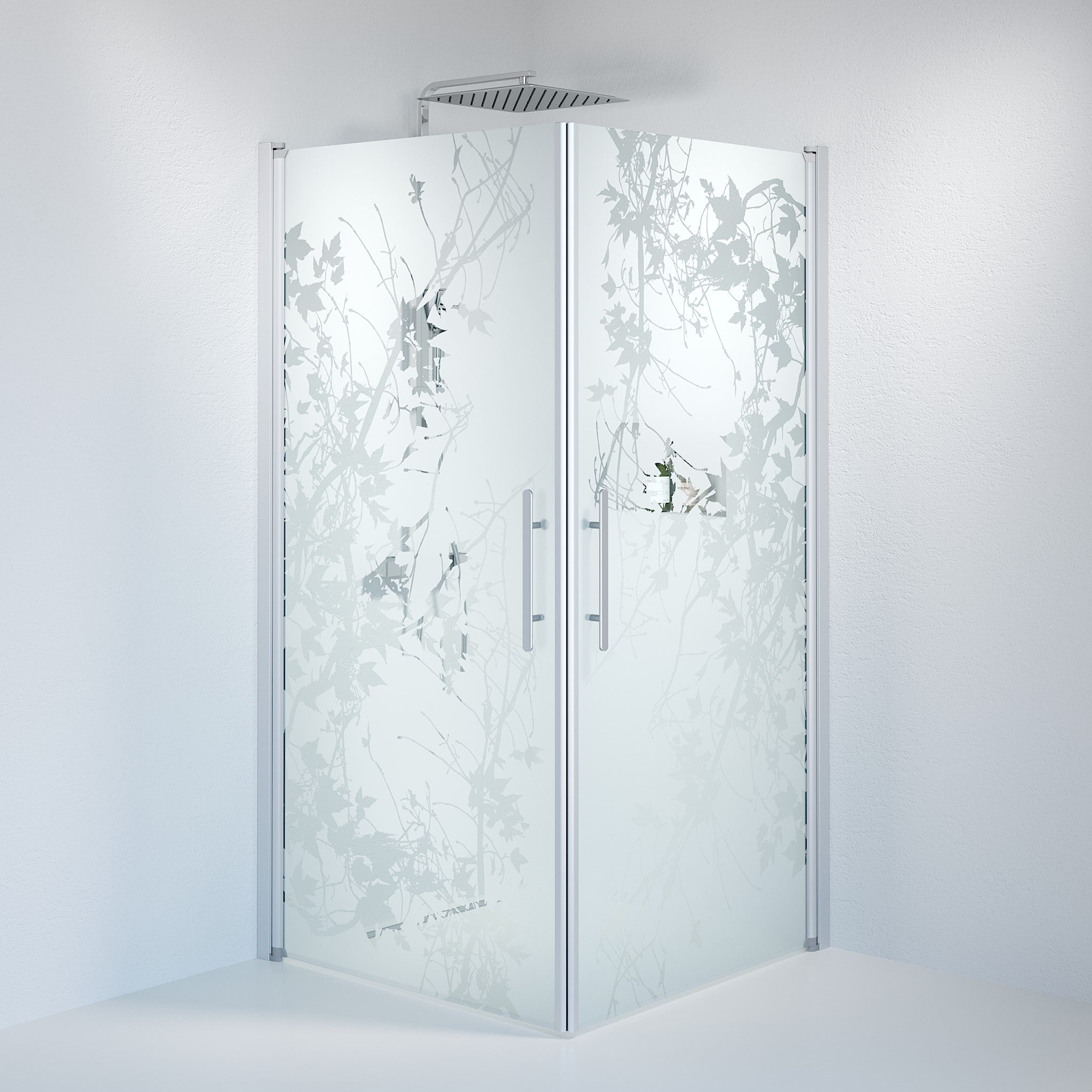 Vänern Duschhörn, Rak, Frostat Decor Glas, Borstad Aluminium Profil - Duschhörna - BATH DELUXE - PRESTIGE - 36 - 101 - 67 - 54 - 00 - BATHDELUXE SWEDEN