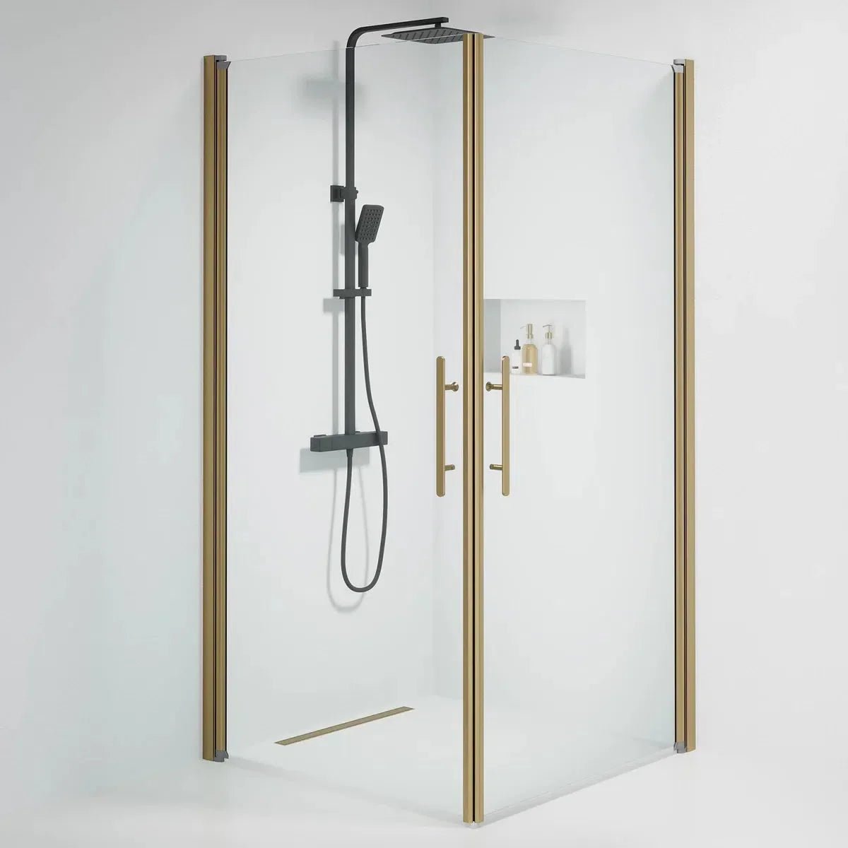 Vänern Duschhörn, Rak, Klarglas, Brons Profil - Duschhörna - BATH DELUXE - PRESTIGE - 36 - 101 - 70 - 50 - 00 - BATHDELUXE SWEDEN