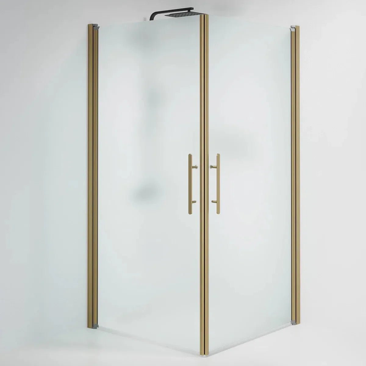 Vänern Duschhörn, Rak, Frostat Glas, Brons Profil - Duschhörna - BATH DELUXE - PRESTIGE - 36 - 101 - 70 - 55 - 00 - BATHDELUXE SWEDEN
