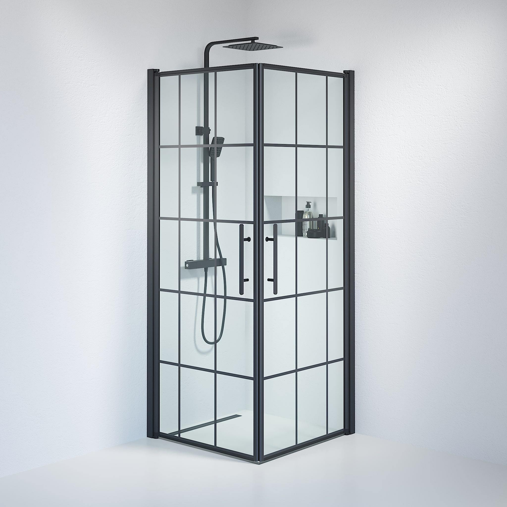 Kvadratisk - Stomme, Duschset - Kvadratisk, Stomme/Svart - 70 cm - Duschkabinset - Kod - BATH DELUXE - PRESTIGE - 36-701-02-49-01 - BATHDELUXE SWEDEN