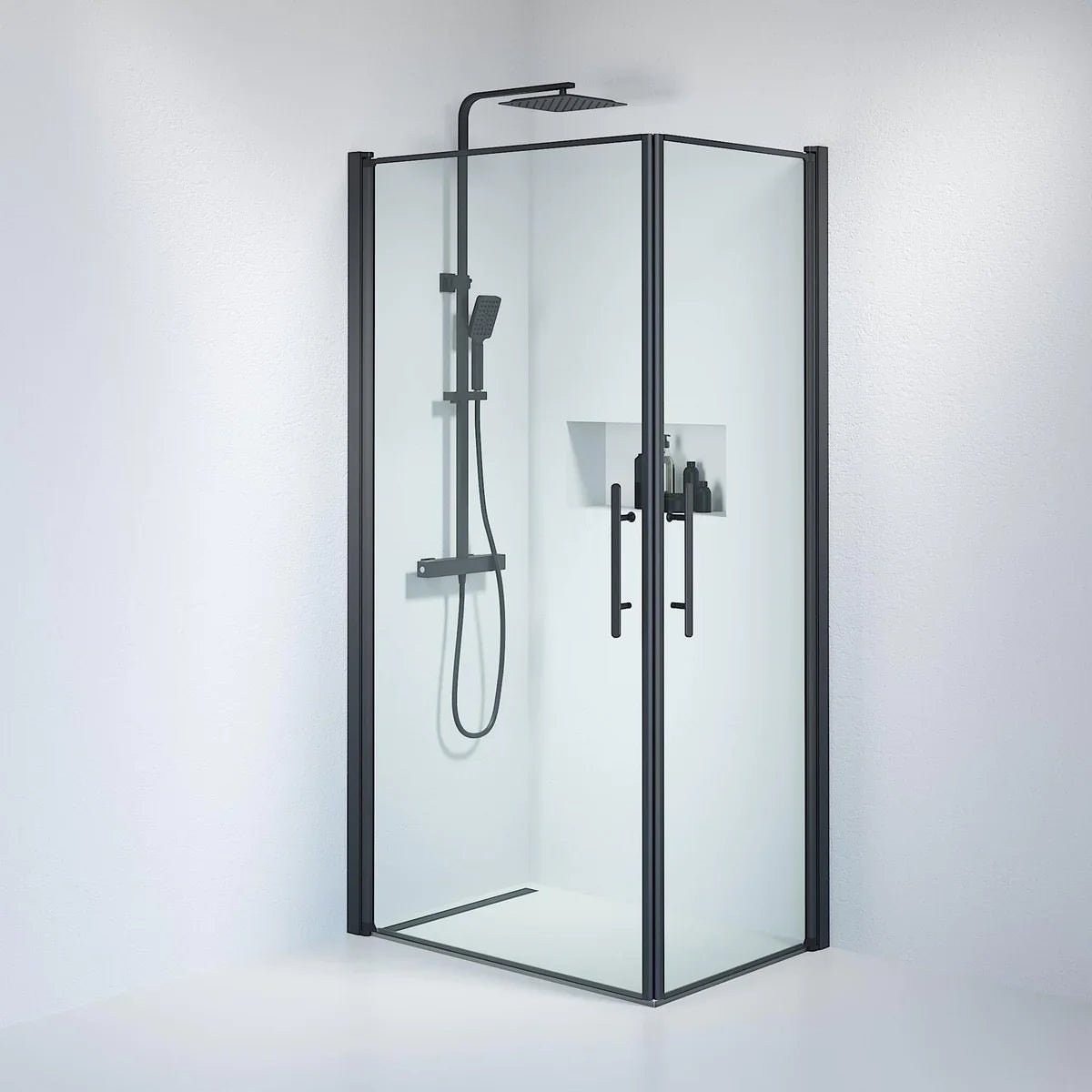 Vänern Duschhörn, Rak, Klarglas, Svart Profil - Duschhörna - BATH DELUXE - PRESTIGE - 36 - 701 - 02 - 50 - 00 - BATHDELUXE SWEDEN