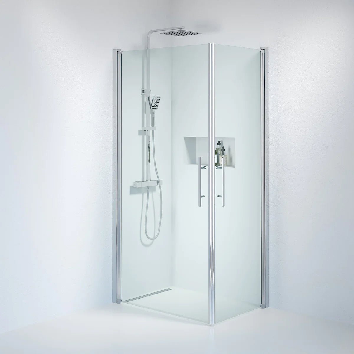 Vänern Duschhörn, Rak, Klarglas, Krom Profil - Duschhörna - BATH DELUXE - PRESTIGE - 36 - 701 - 60 - 50 - 00 - BATHDELUXE SWEDEN