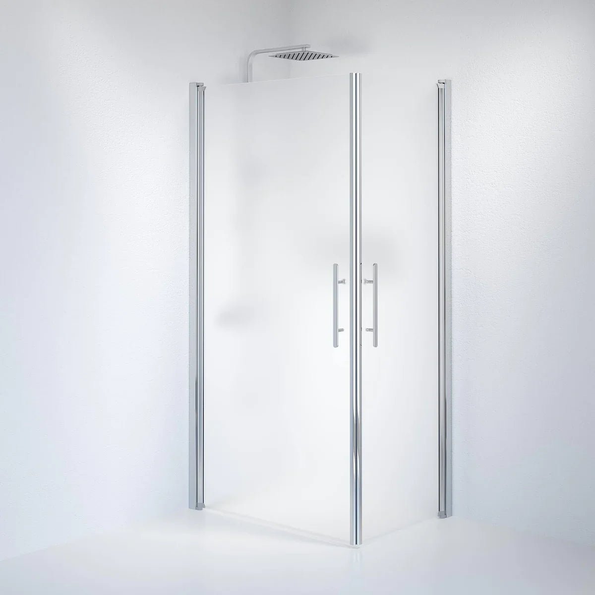 Vänern Duschhörn, Rak, Frostat Glas, Krom Profil - Duschhörna - BATH DELUXE - PRESTIGE - 36 - 701 - 60 - 55 - 00 - BATHDELUXE SWEDEN
