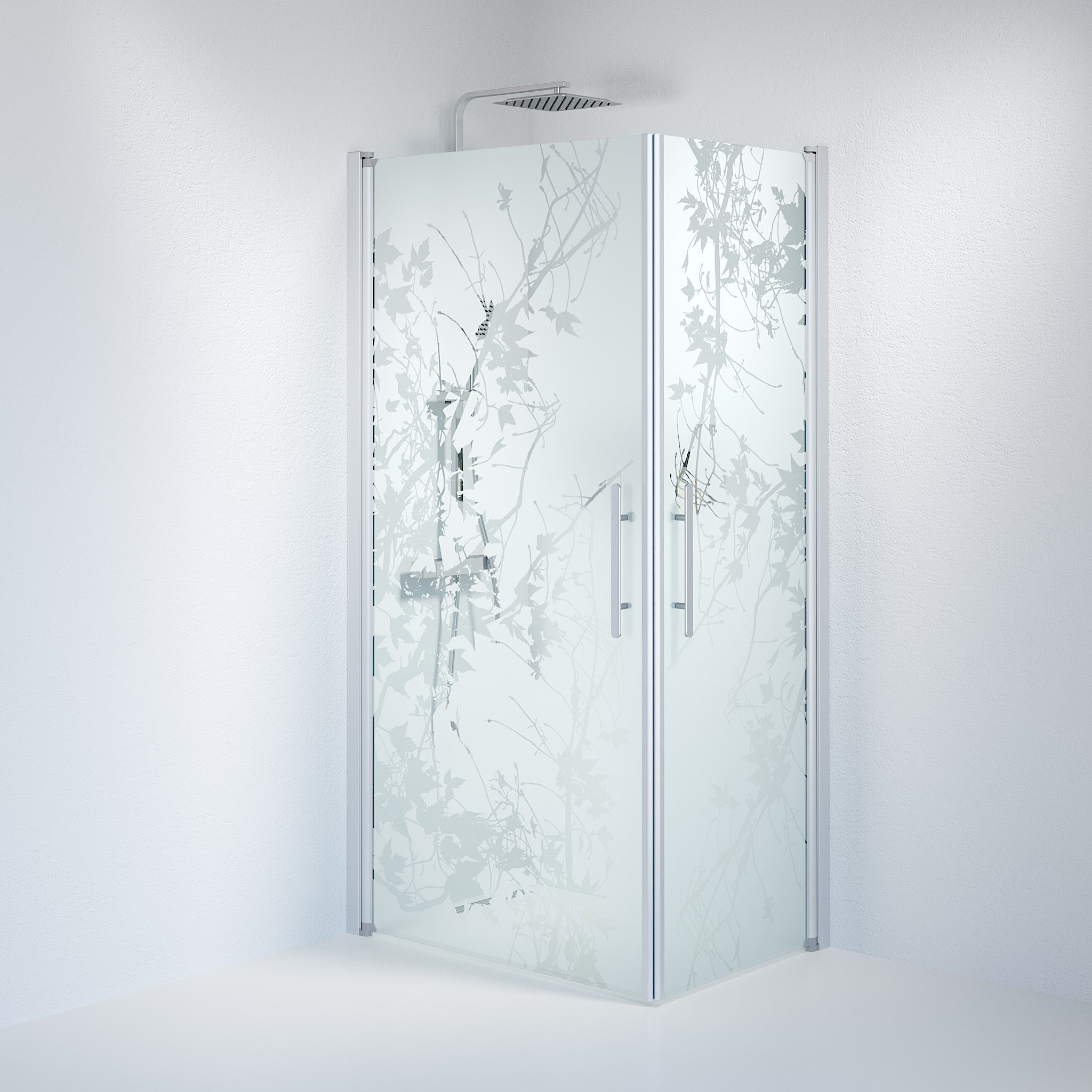 Vänern Duschhörn, Rak, Frostat Decor Glas, Borstad Aluminium Profil - Duschhörna - BATH DELUXE - PRESTIGE - 36 - 701 - 67 - 54 - 00 - BATHDELUXE SWEDEN