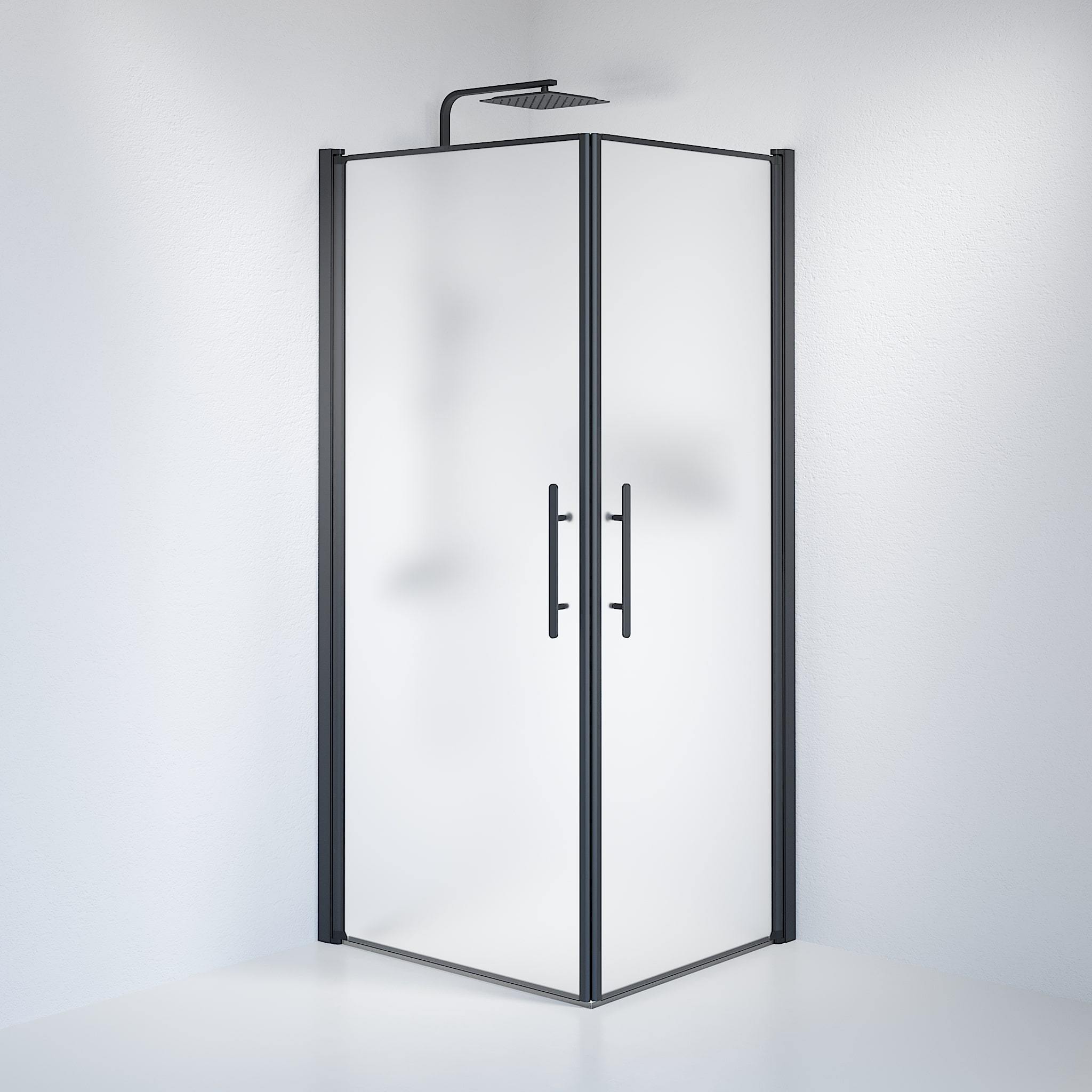 Kvadratisk - Frostad, Duschset - Kvadratisk, Matt/Svart - 70 cm - Duschkabinset - Kod - BATH DELUXE - PRESTIGE - 36-708-02-55-00 - BATHDELUXE SWEDEN