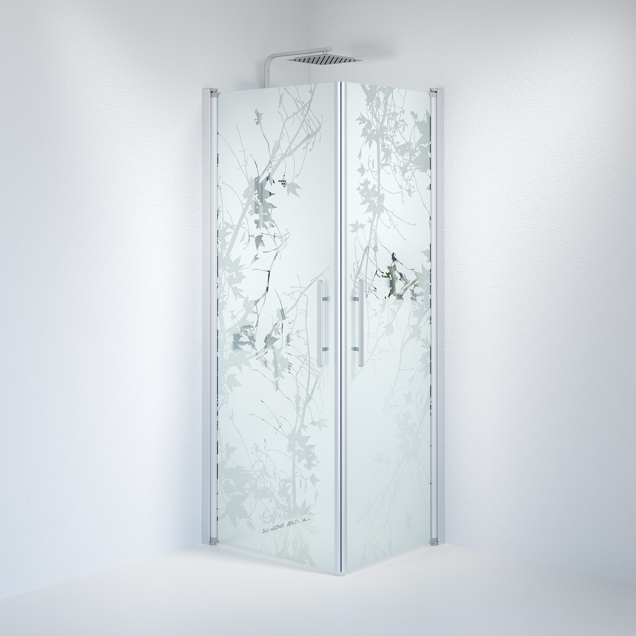 Vänern Duschhörn, Rak, Frostat Decor Glas, Borstad Aluminium Profil - Duschhörna - BATH DELUXE - PRESTIGE - 36 - 708 - 67 - 54 - 00 - BATHDELUXE SWEDEN