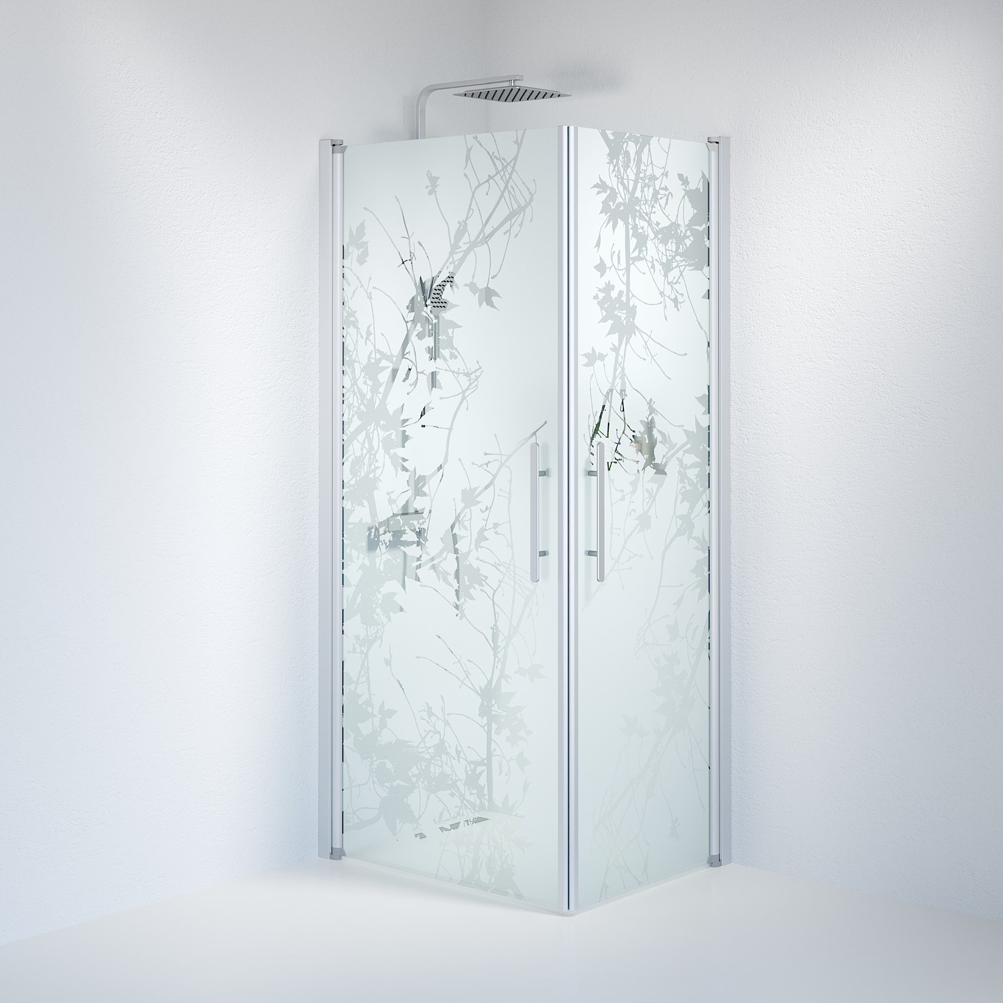 Vänern Duschhörn, Rak, Frostat Decor Glas, Borstad Aluminium Profil - Duschhörna - BATH DELUXE - PRESTIGE - 36 - 708 - 67 - 54 - 00 - BATHDELUXE SWEDEN
