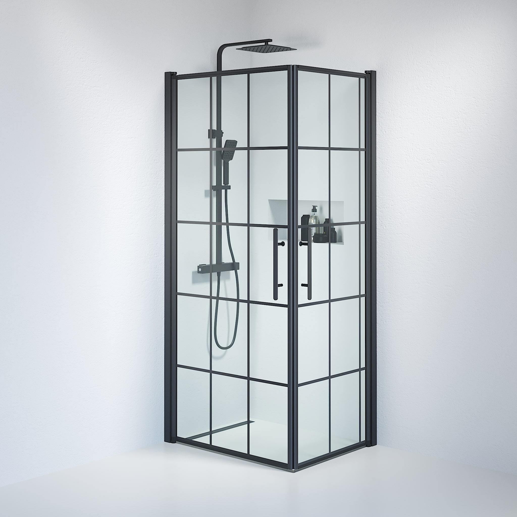 Square - Duschramar, Duschset - Square, Klar/Svart - 70 cm - Duschkabinset - Kod - BATH DELUXE - PRESTIGE - 36-709-02-49-01 - BATHDELUXE SWEDEN