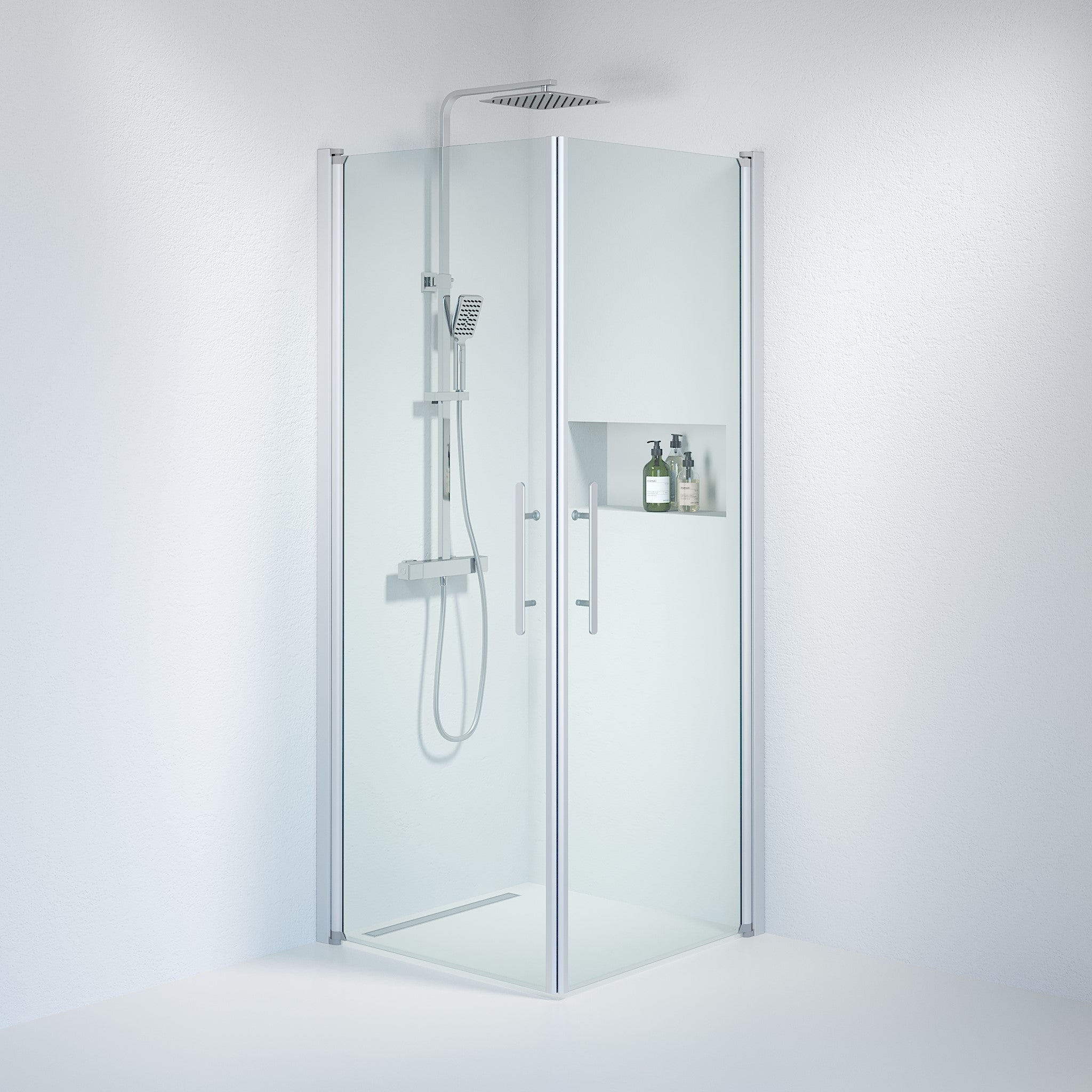 Kvadratisk - Klar, Duschset - Kvadratisk, Klar/Satin - 70 cm - Duschkabinset - Kod - BATH DELUXE - PRESTIGE - 36-709-67-50-00 - BATHDELUXE SWEDEN