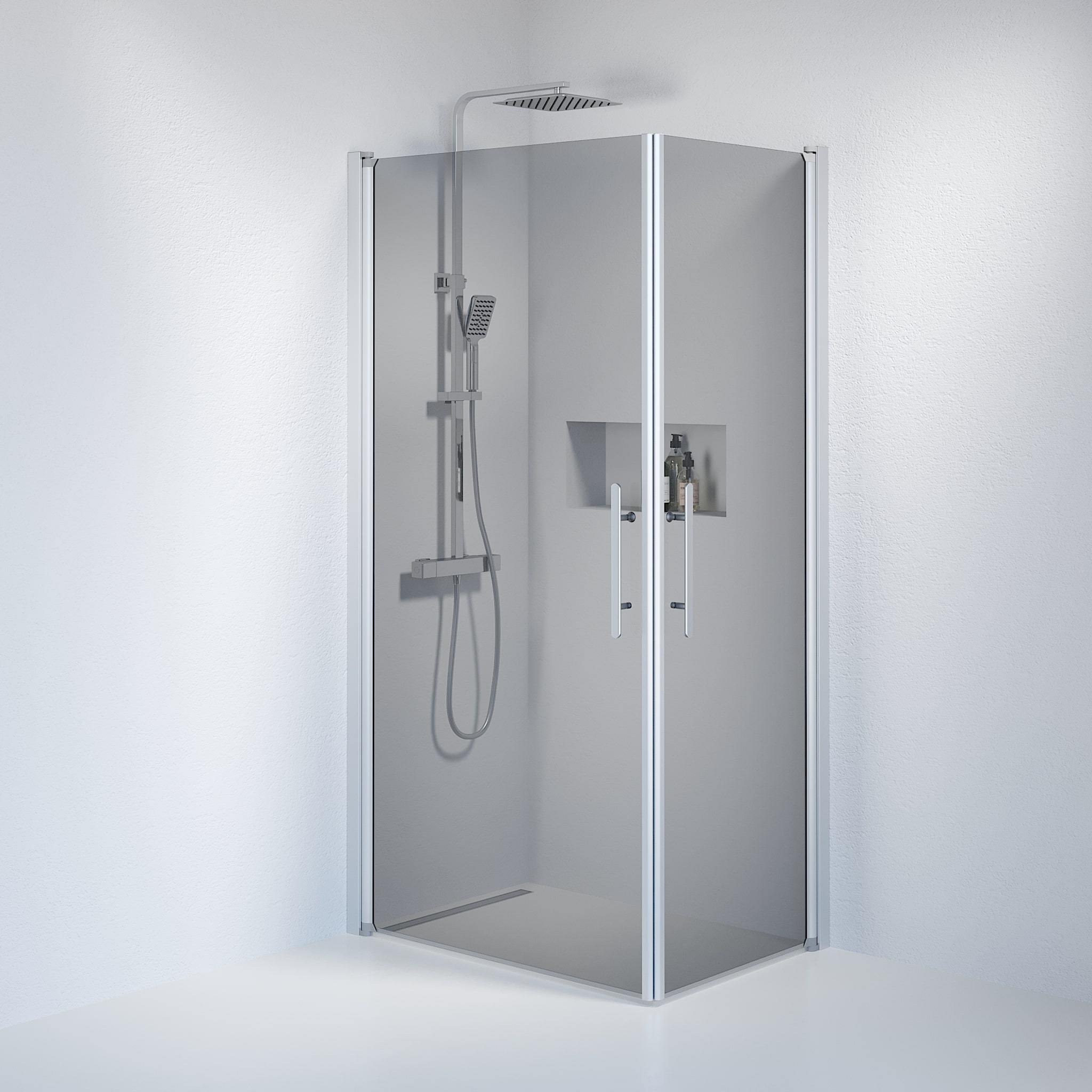 Kvadratisk - Rökt, Duschset - Kvadratisk, Rökt/Satin - 70 cm - Duschkabinset - Kod - BATH DELUXE - PRESTIGE - 36-709-67-56-00 - BATHDELUXE SWEDEN