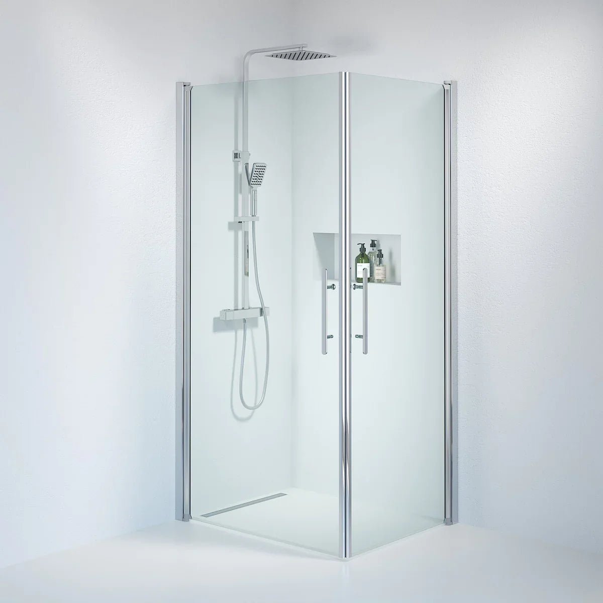 Vänern Duschhörn, Rak, Klarglas, Krom Profil - Duschhörna - BATH DELUXE - PRESTIGE - 36 - 801 - 60 - 50 - 00 - BATHDELUXE SWEDEN